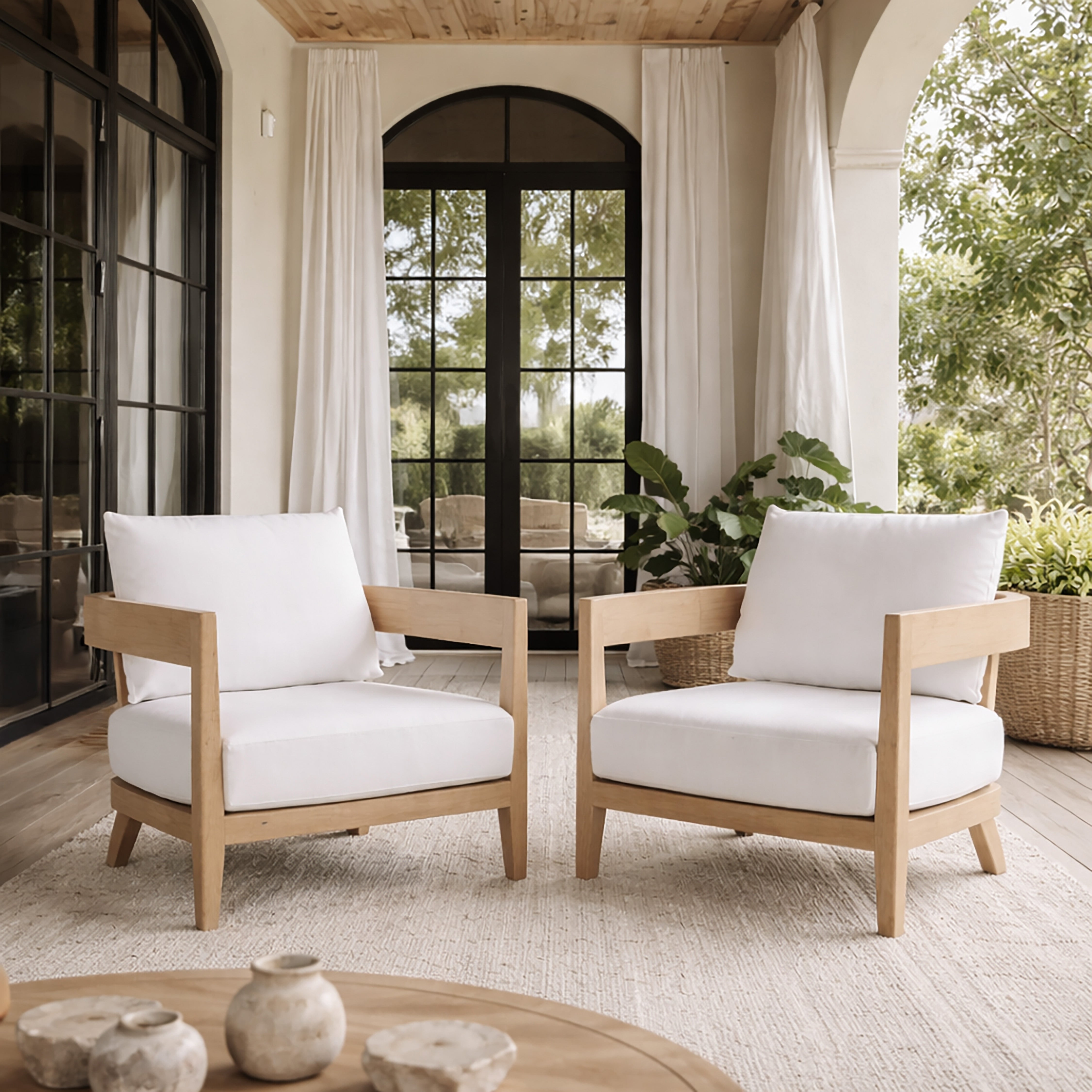 Balmain Lounge Armchair, White Linen