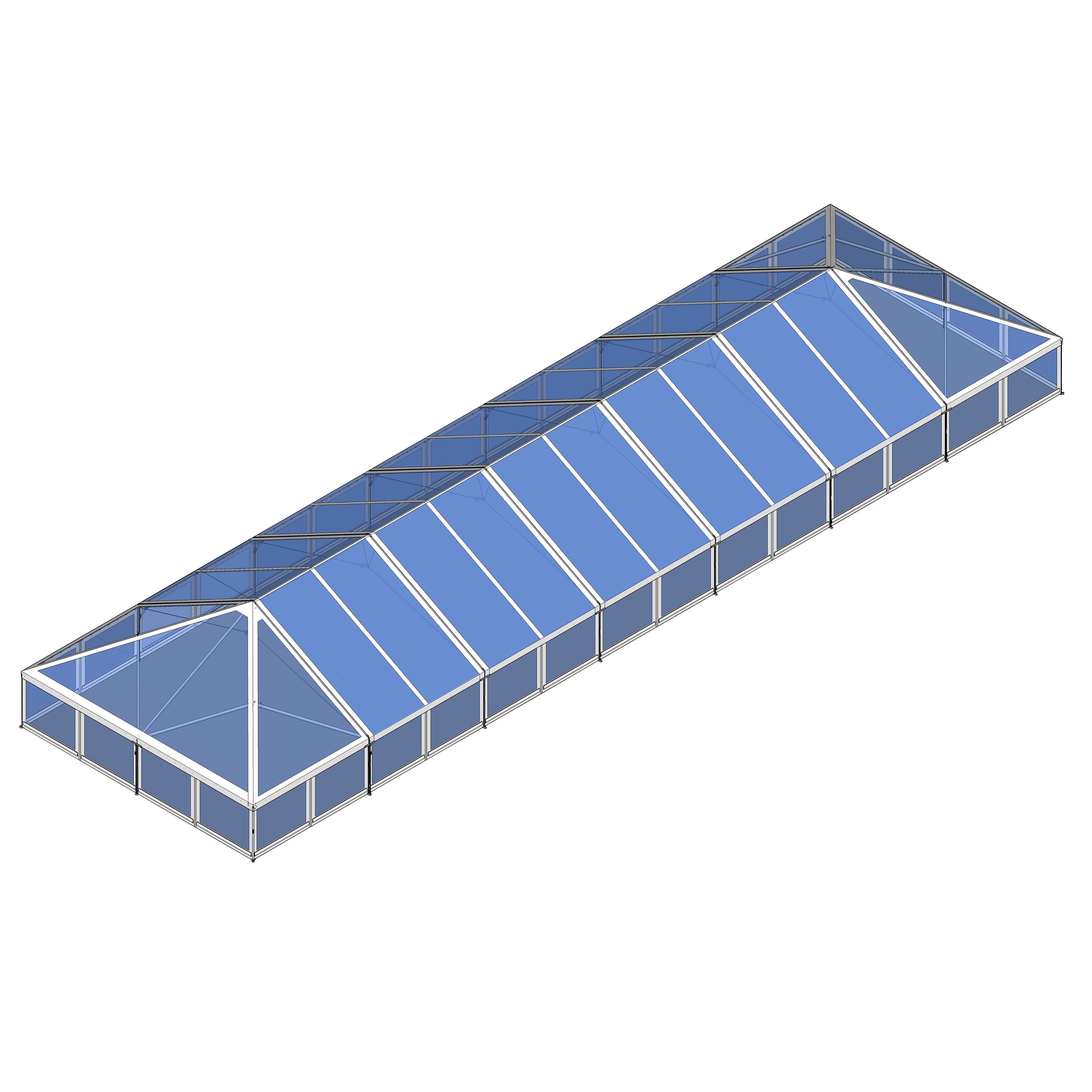 Turbotrack Tent, 40' x 140' Clear Top & Walls