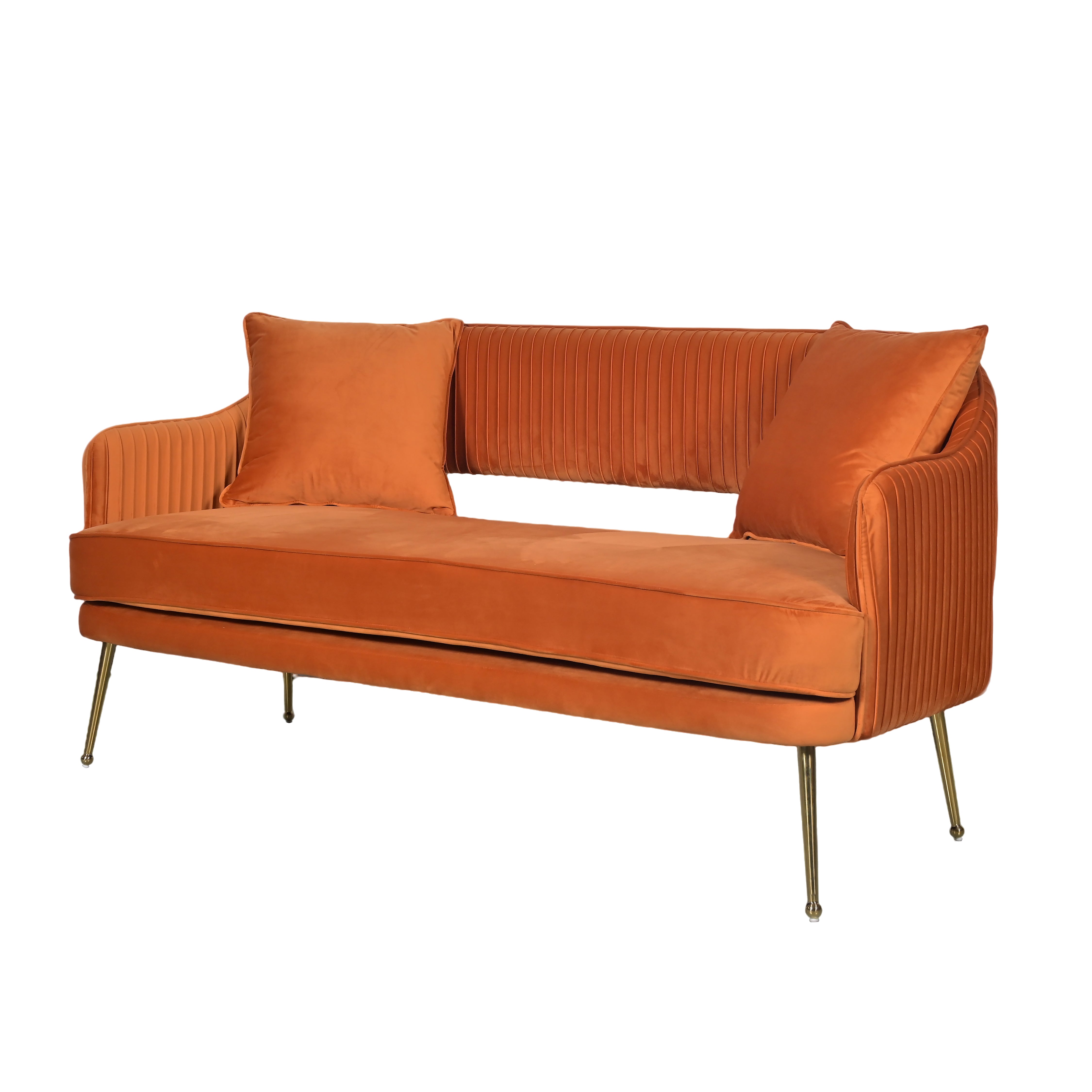 BROWN VELVET MANHATTAN ACCENT SOFA