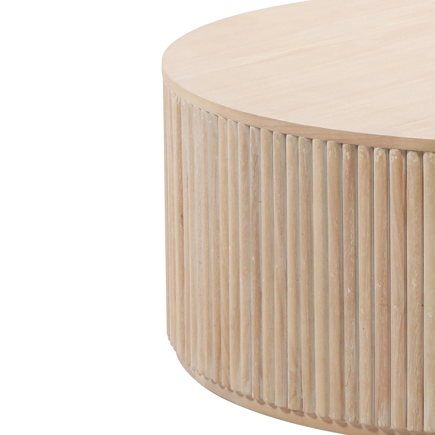 Coffee Table, Fluted Rubberwood Natural