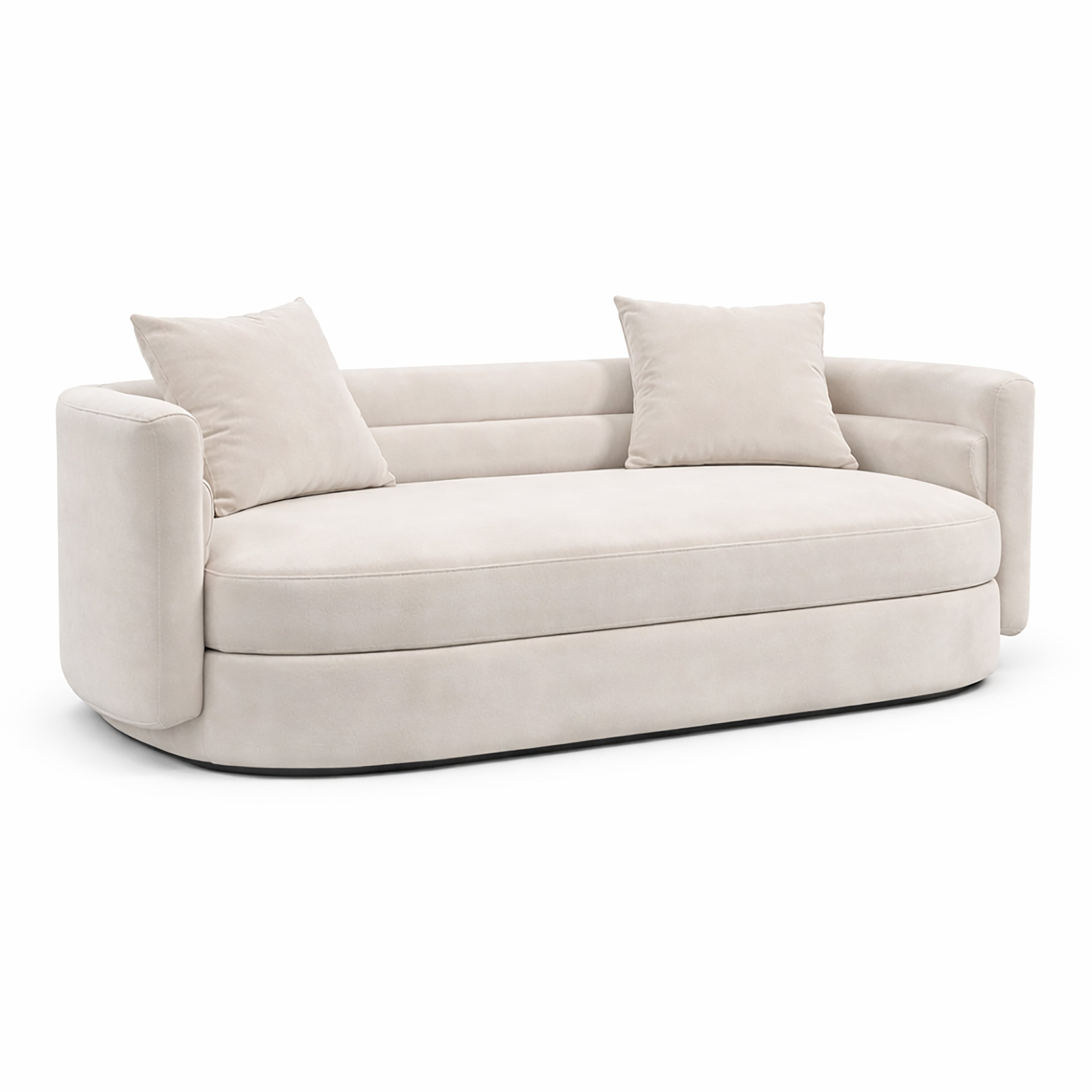 Xander Barrel Sofa, White Velvet