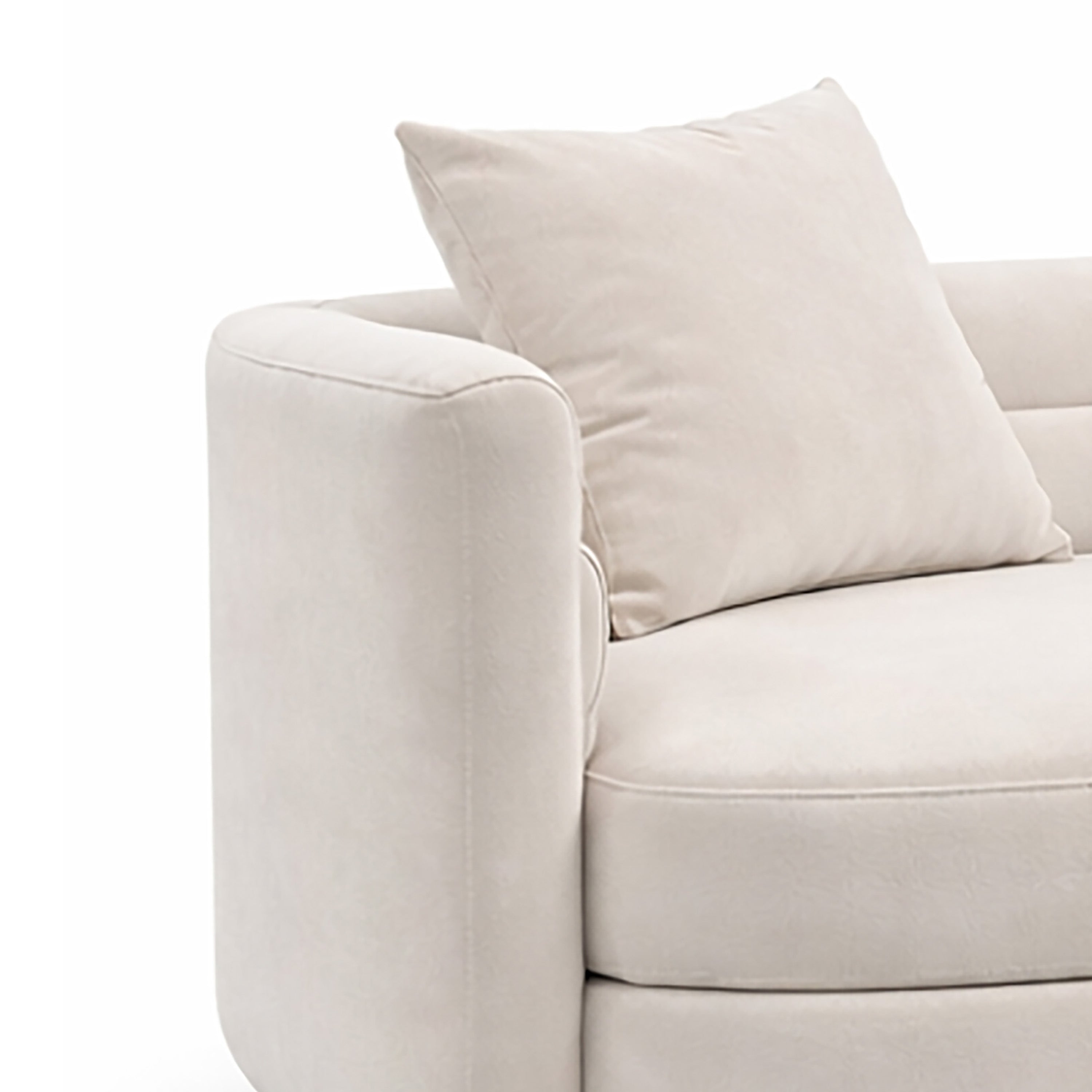 Xander Barrel Sofa, White Velvet