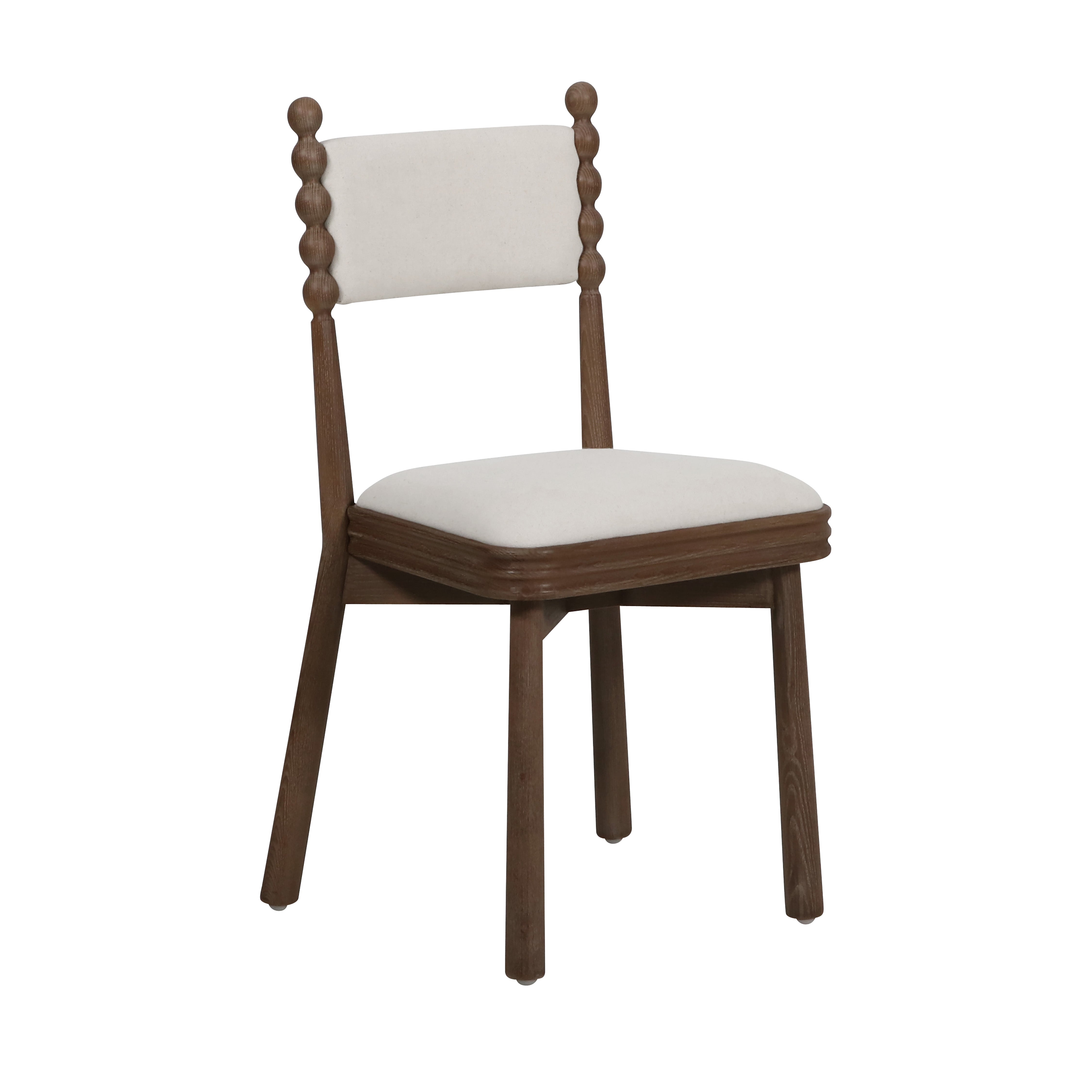 Bobbin Dining Chair With White Linen Seat