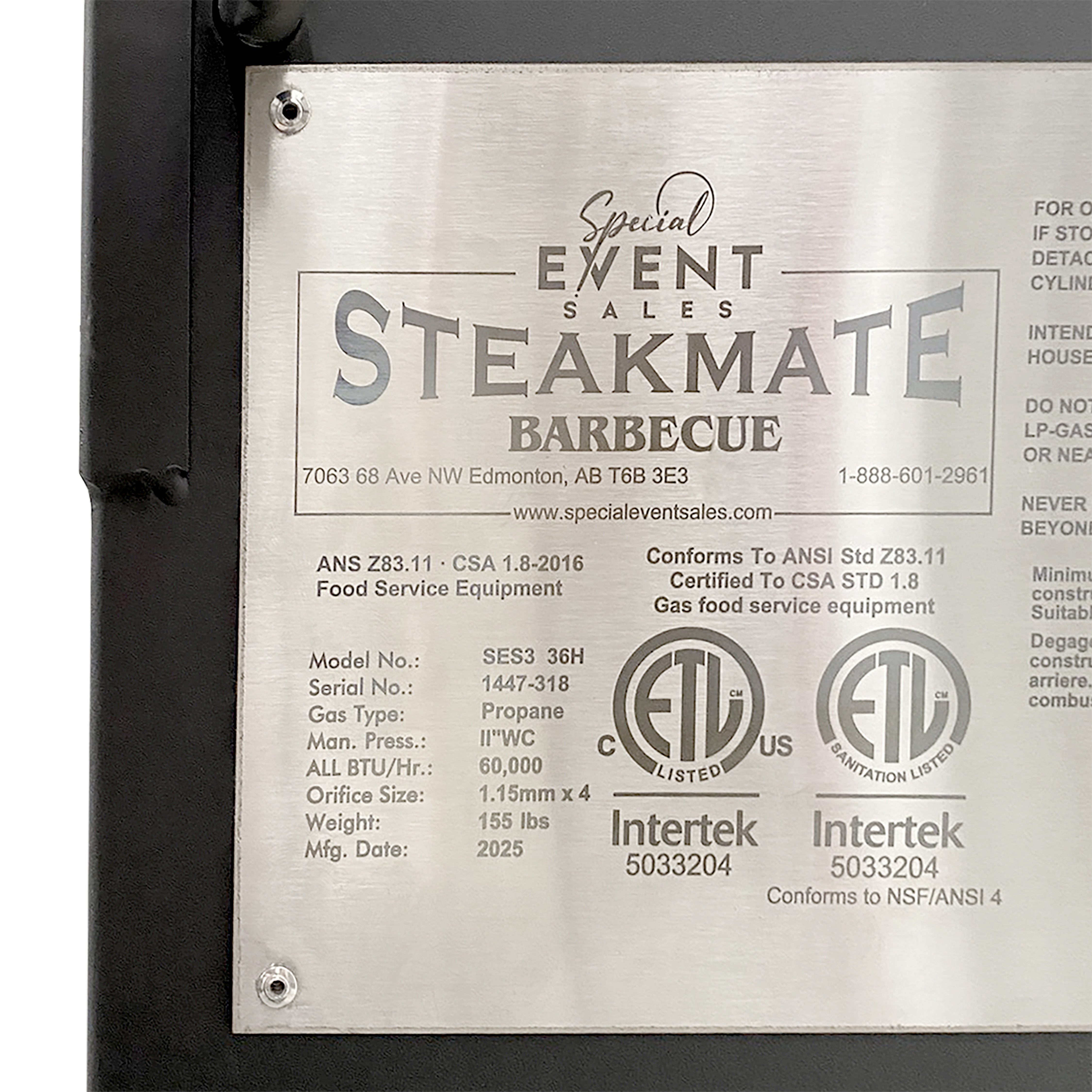 Barbecue, Steakmate 3' X 36" H