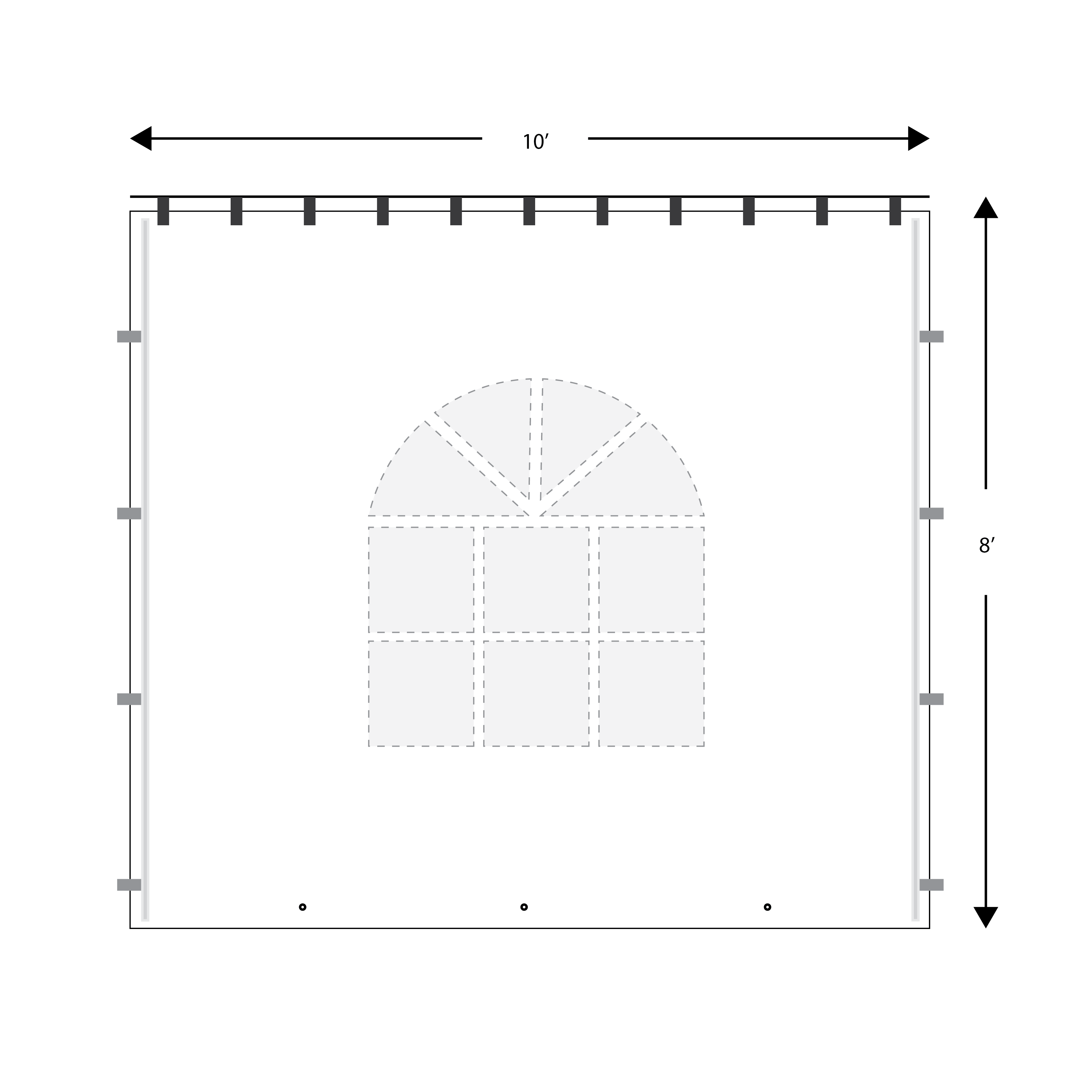 Wall, 8' x 10' French Window Rod Tensioned