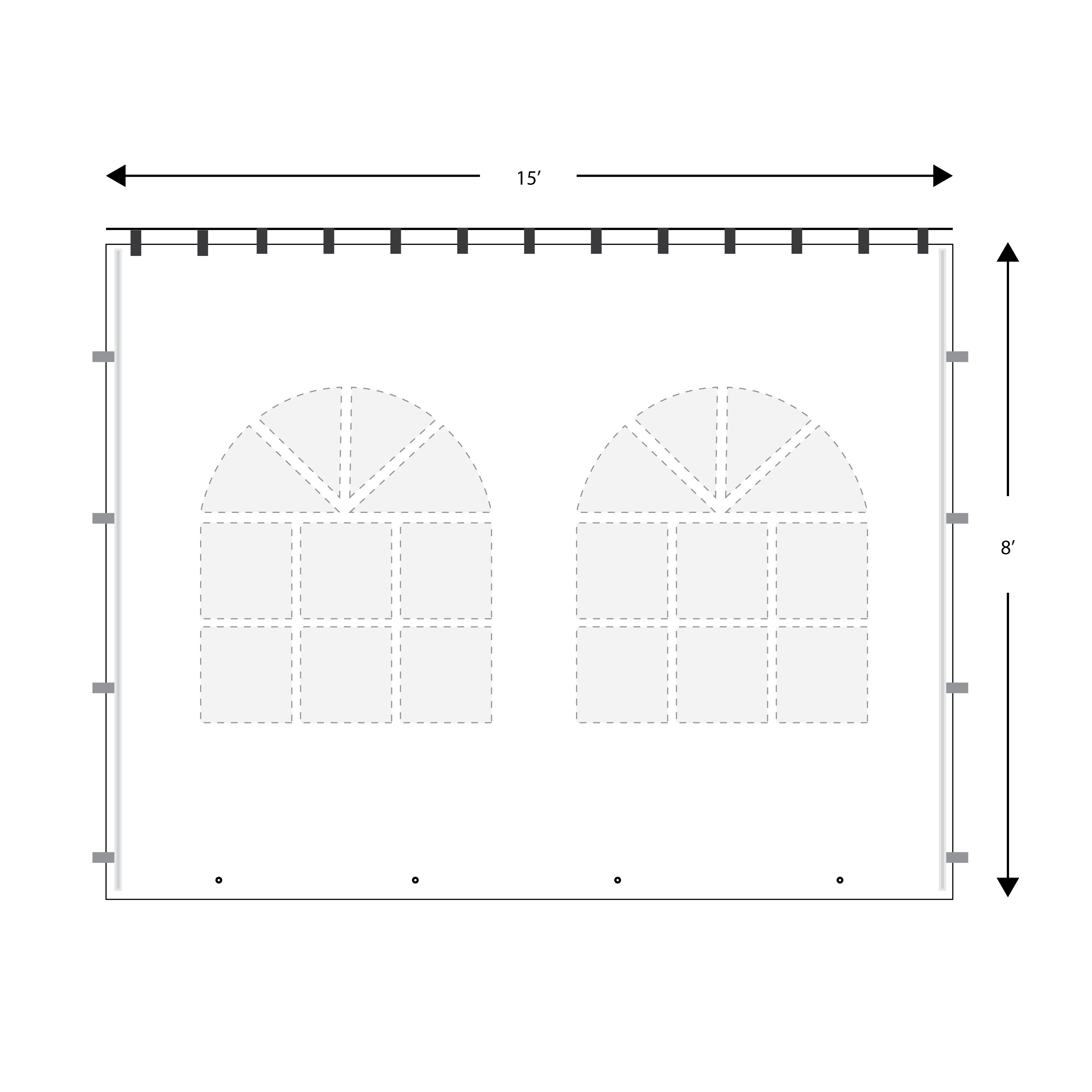 Wall, 8' x 15' French Window Rod Tensioned