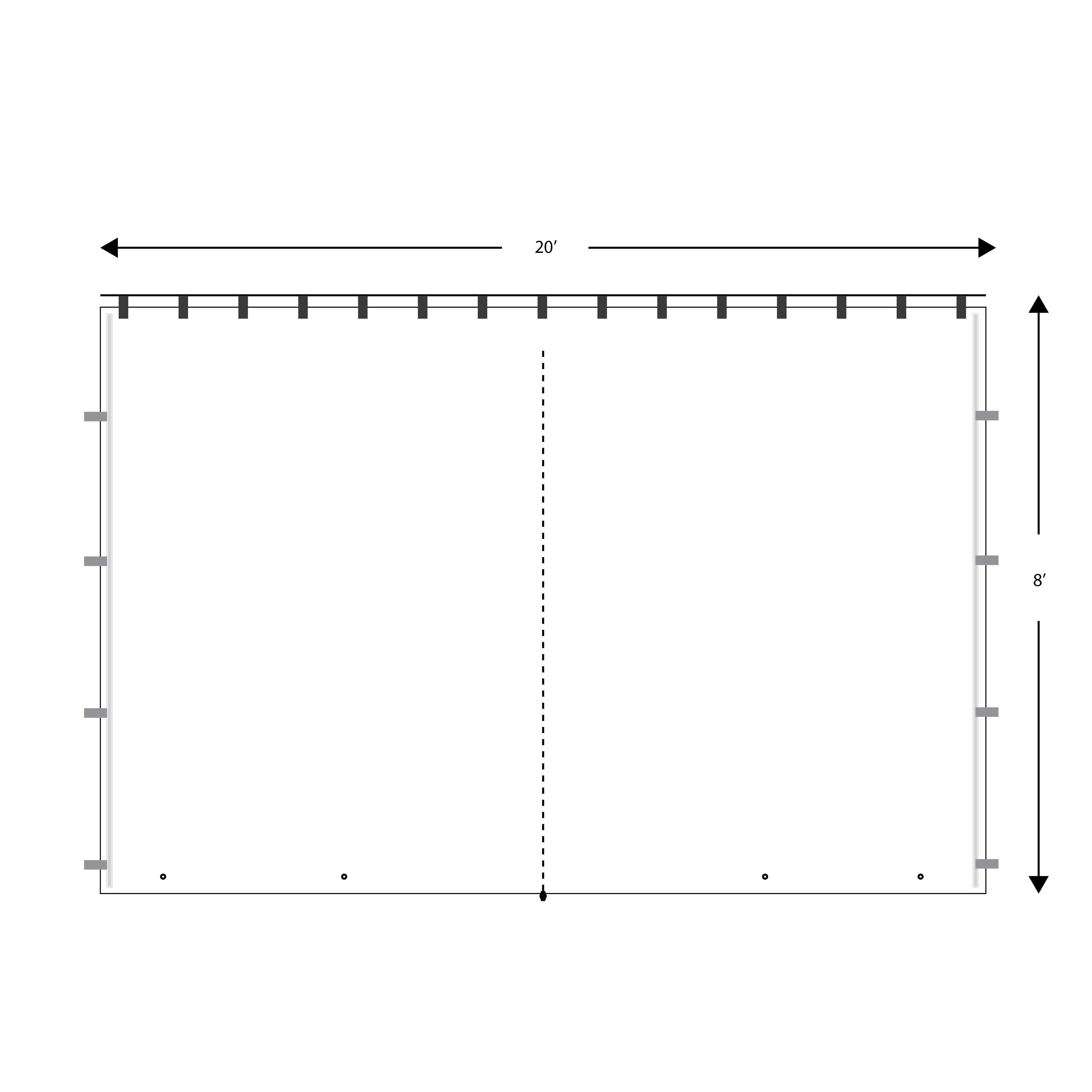 Wall, 8' x 20' Plain Rod Tensioned C/W Zipper Door