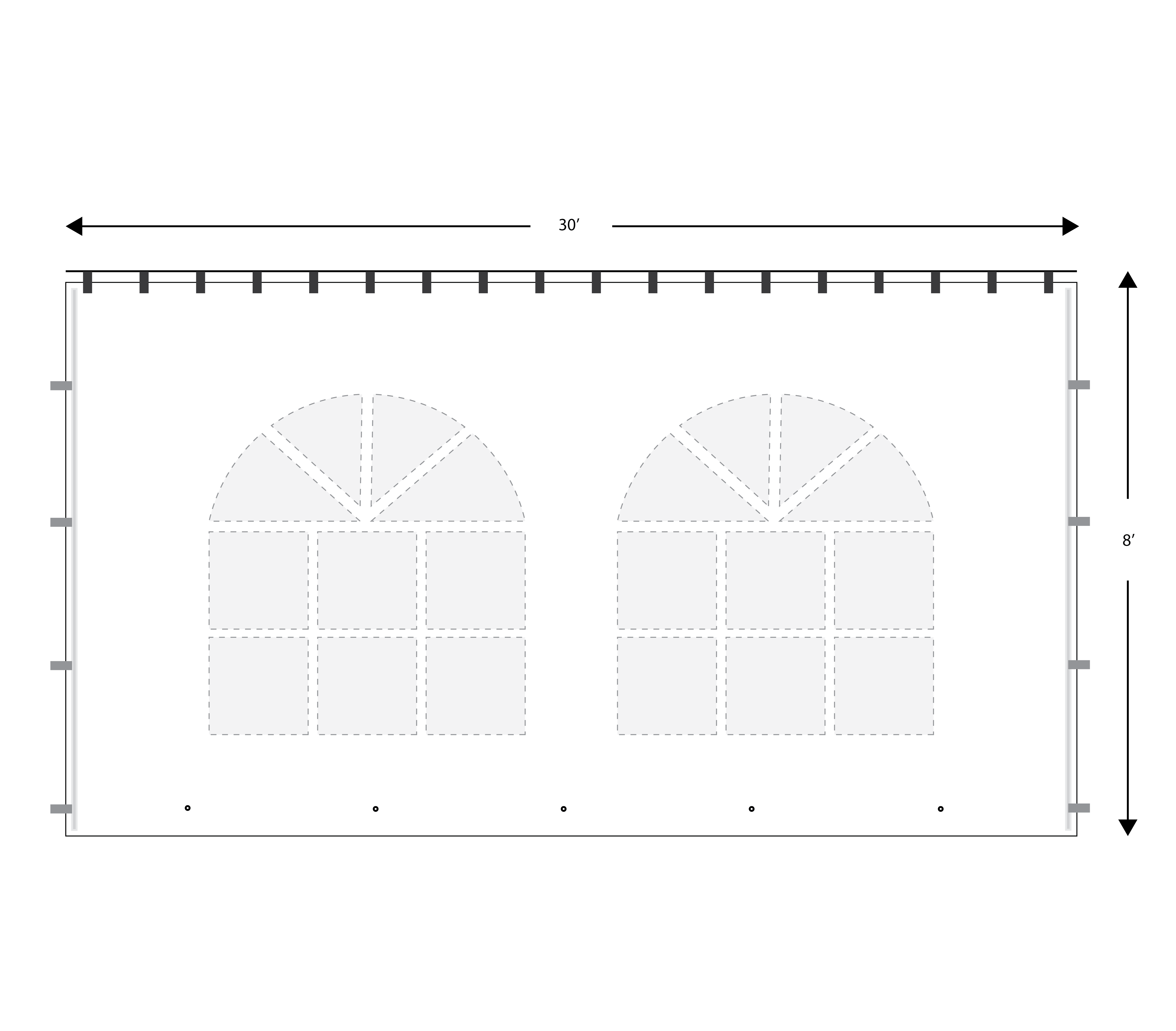Wall, 8' x 30' French Window Rod Tensioned