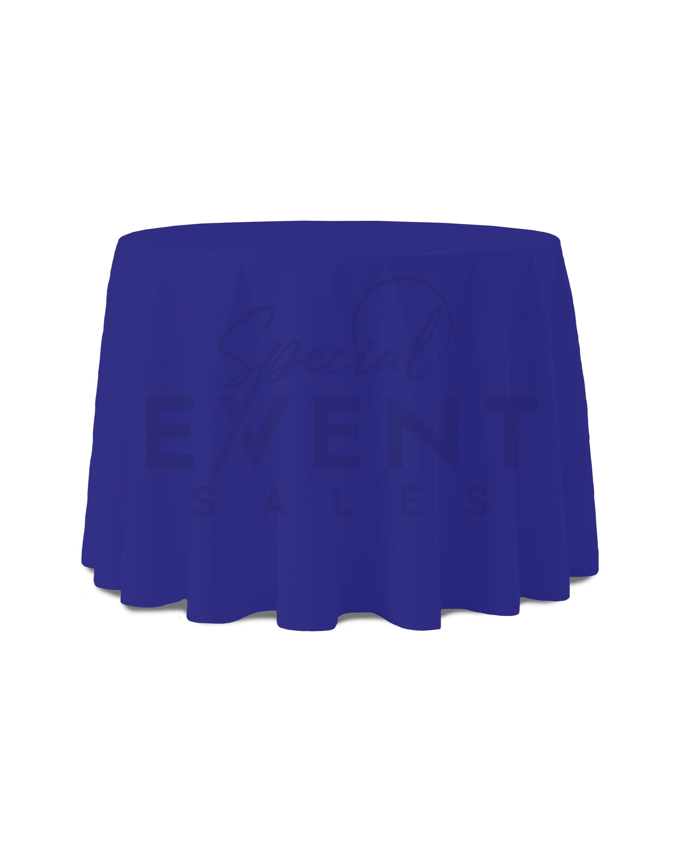 90" round navy blue event tablecloth.