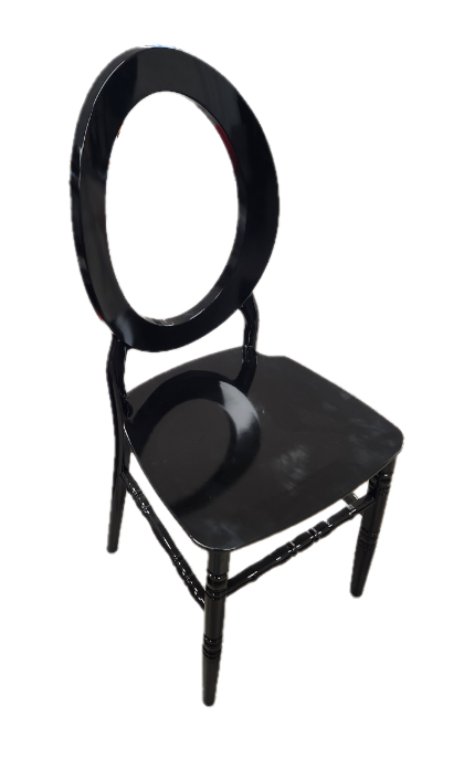 Chair, Hollow O Back Black Resin