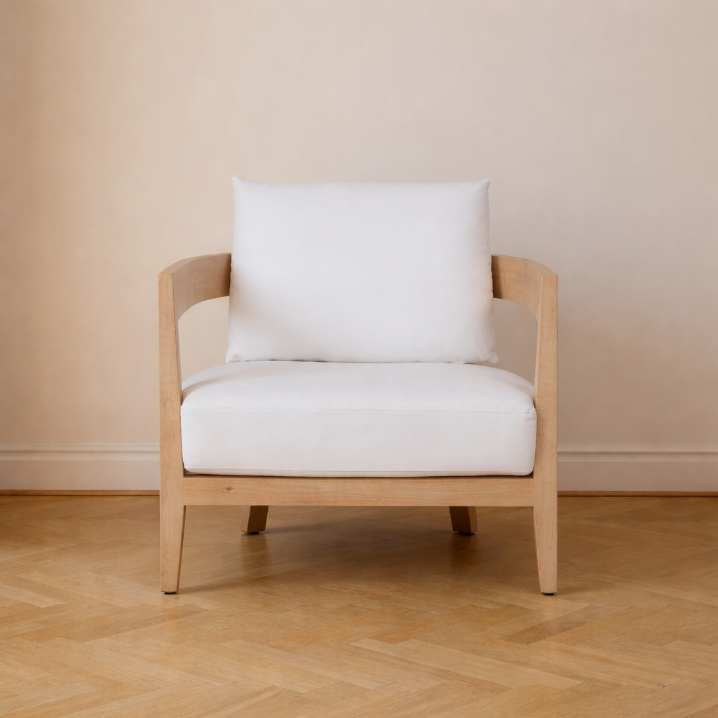 Balmain Lounge Armchair, White Linen