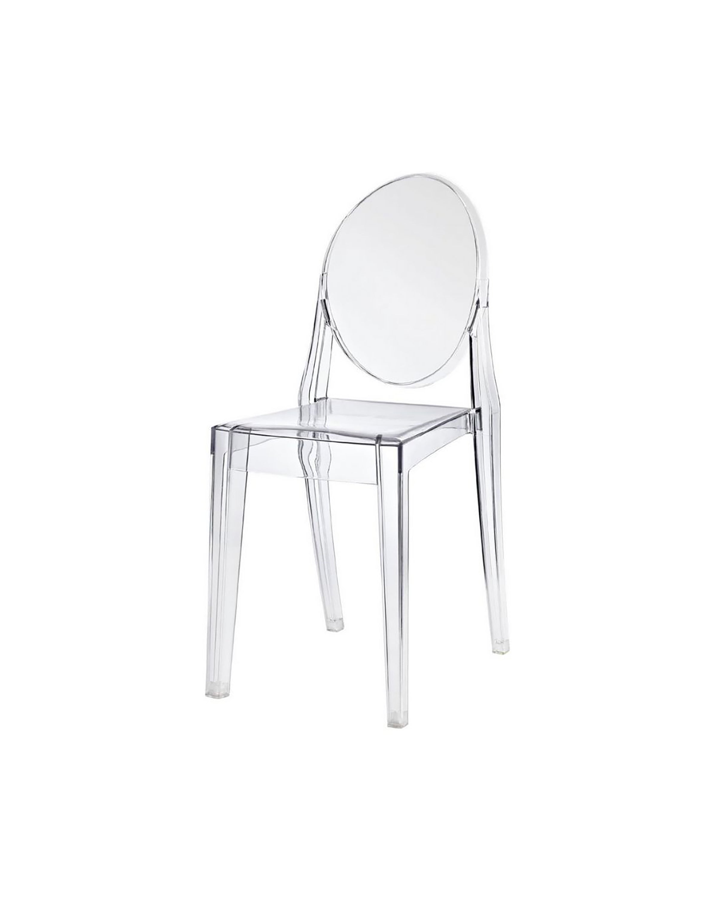 clear ghost resin chair. with no arms
