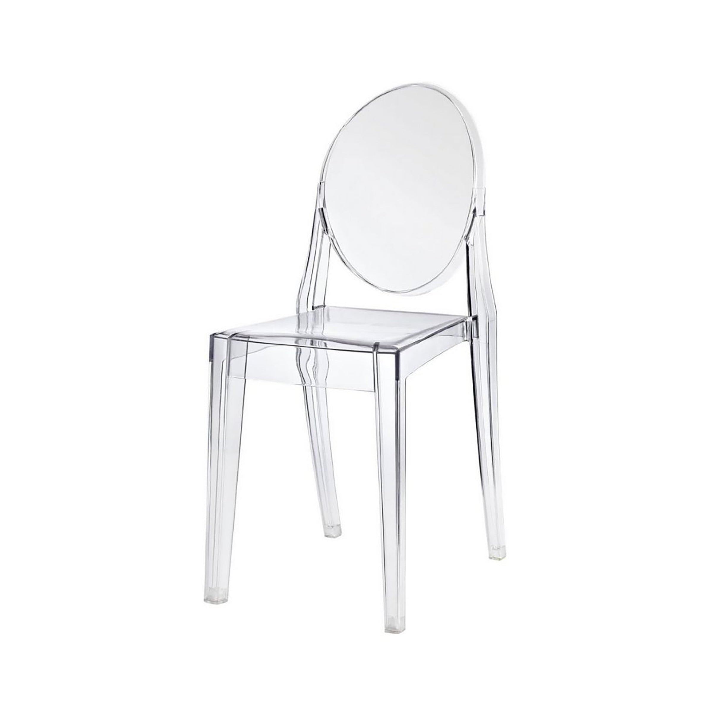 clear ghost resin chair. with no arms