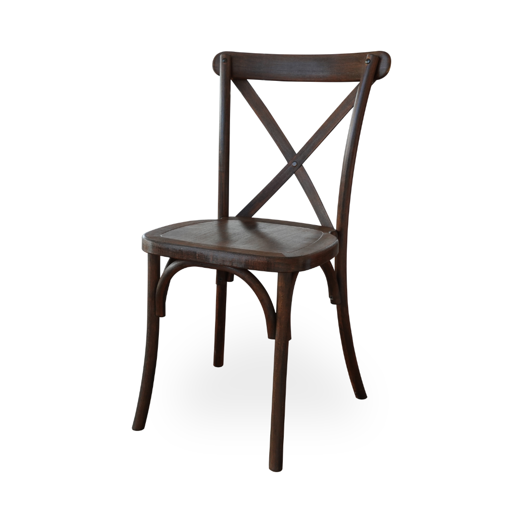Dark brown mahogany Crossback event chairs wholesale Canada.