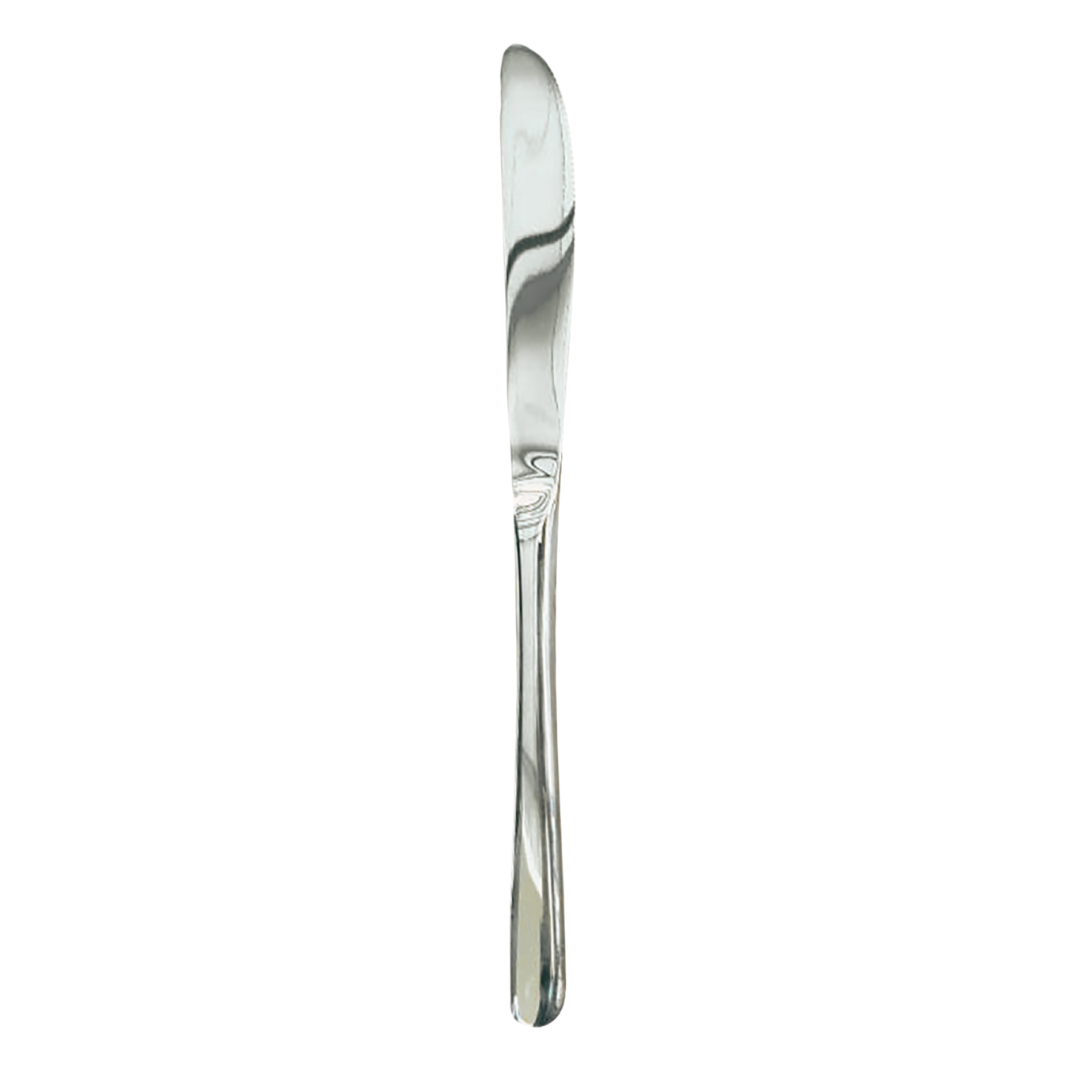 Dinnerware single piece dinner knife for personal use or for the hospitality industry.