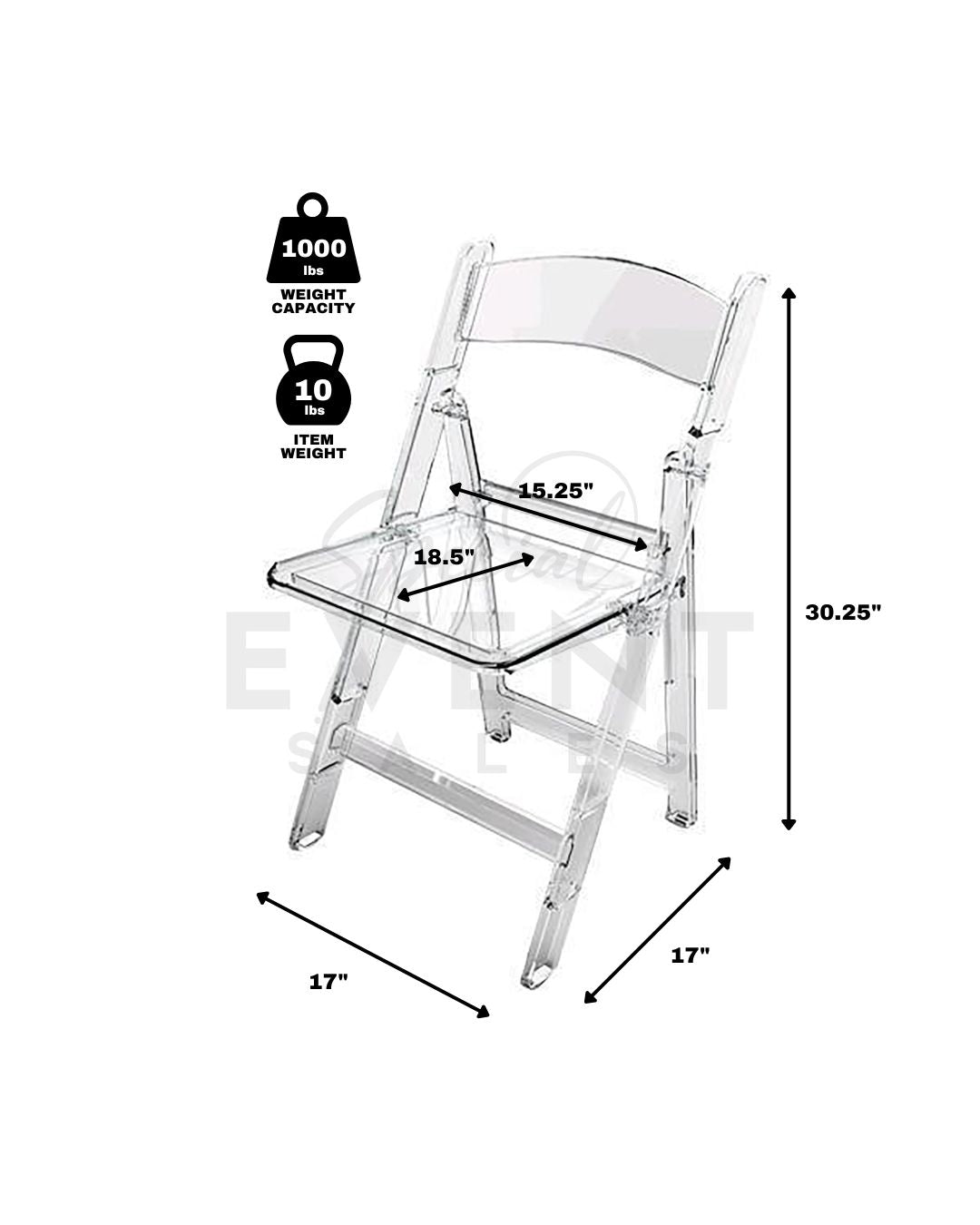 Chair, Folding Illusion Crystal Clear