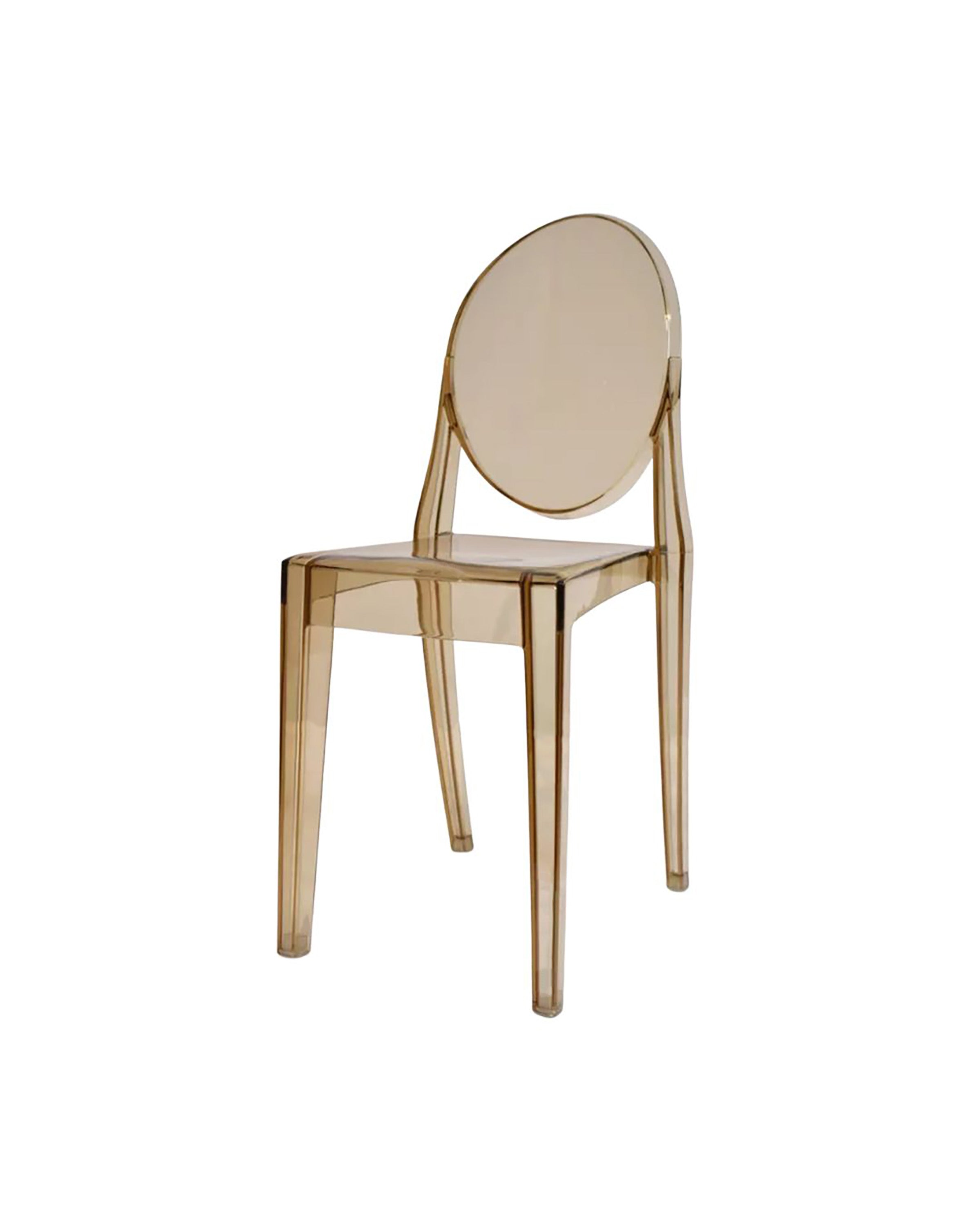 Gold/ brown ghost resin luxury event chair.