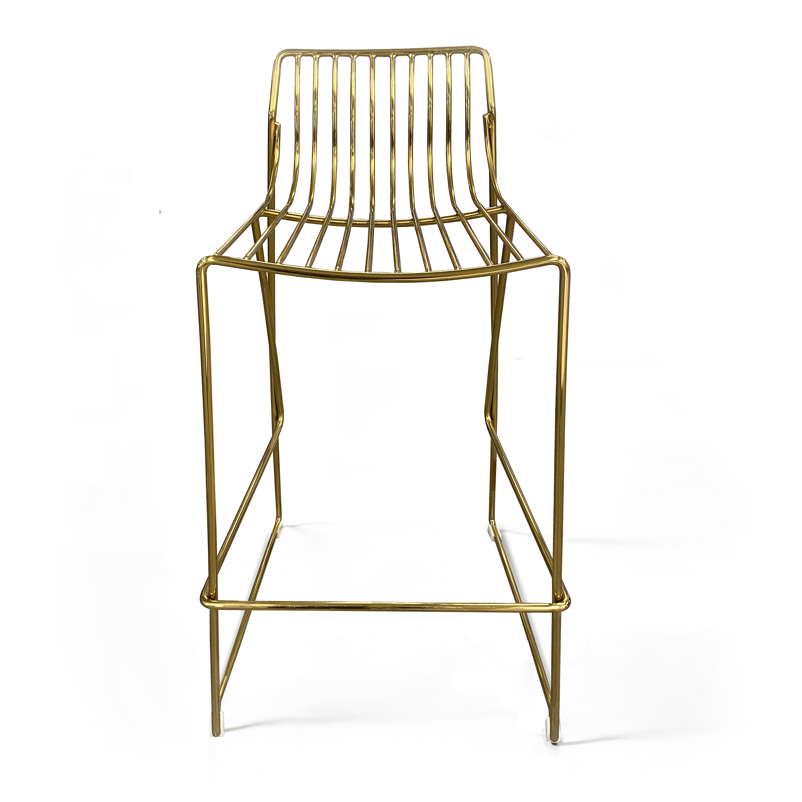 Gold metal bar stool for restaurants and event venues.