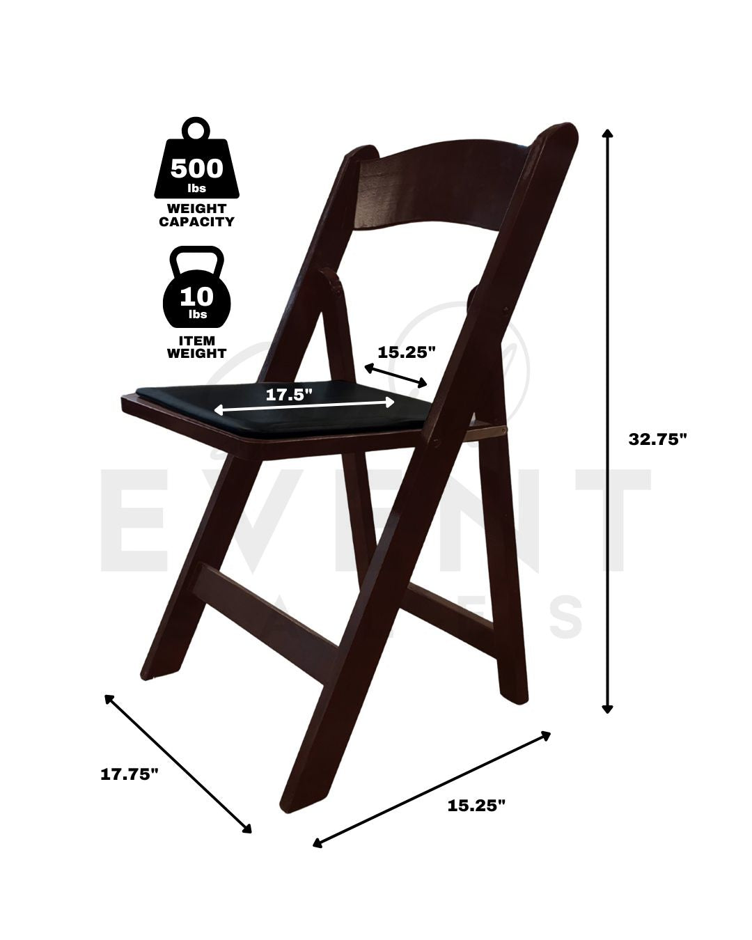 Chair, Mahogany Folding w/ Black Pad