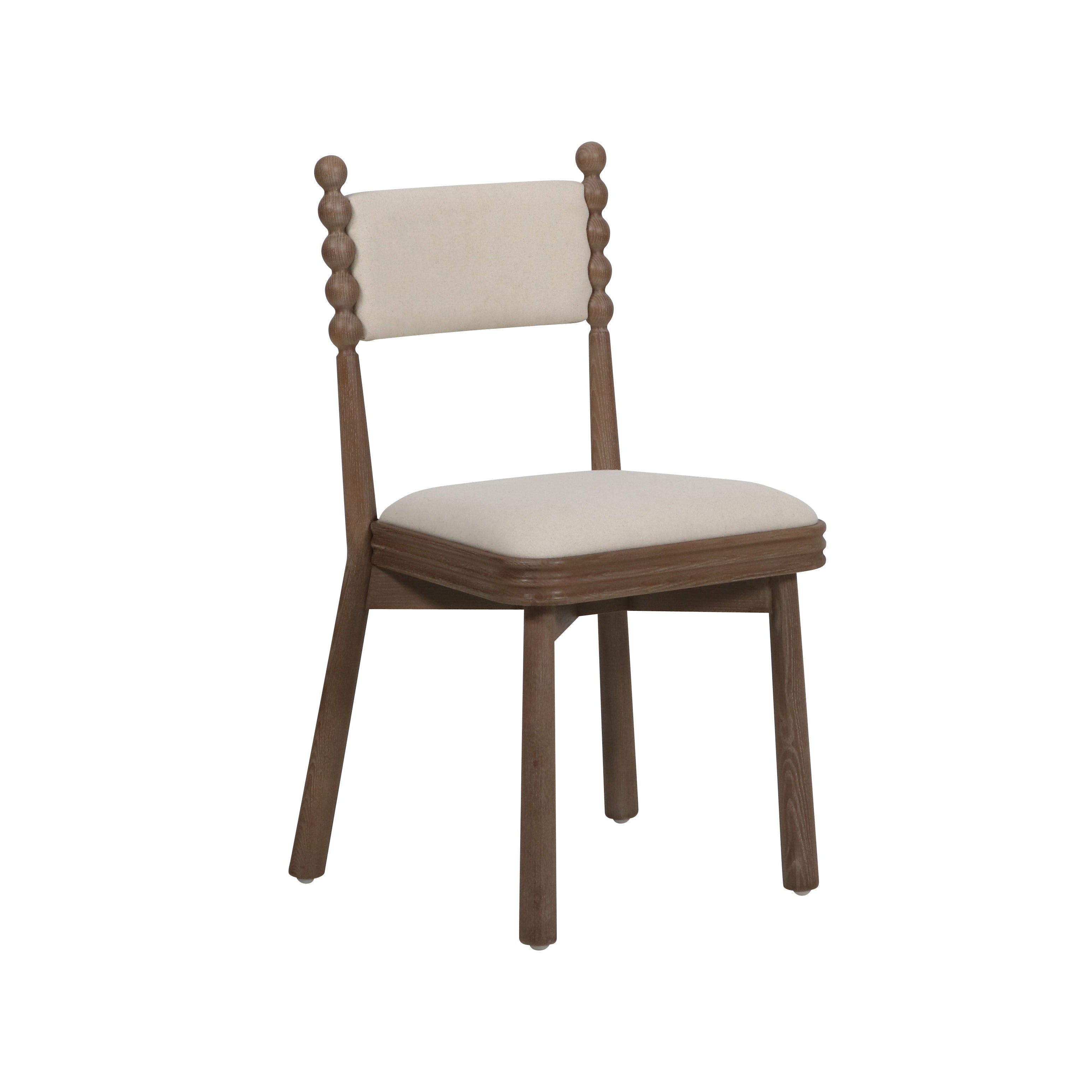 Bobbin Dining Chair With White Linen Seat