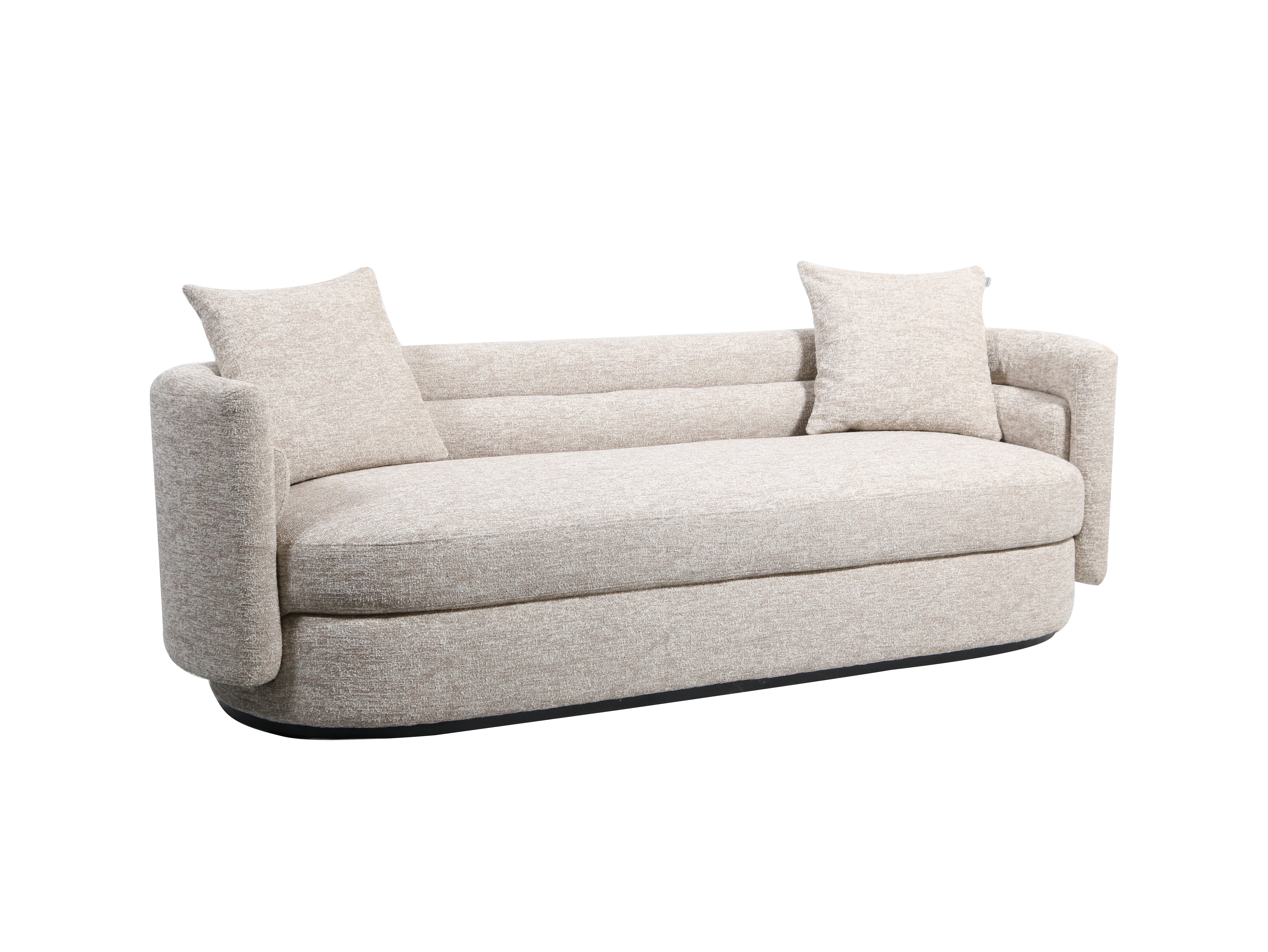 Xander Barrel Sofa, White Velvet