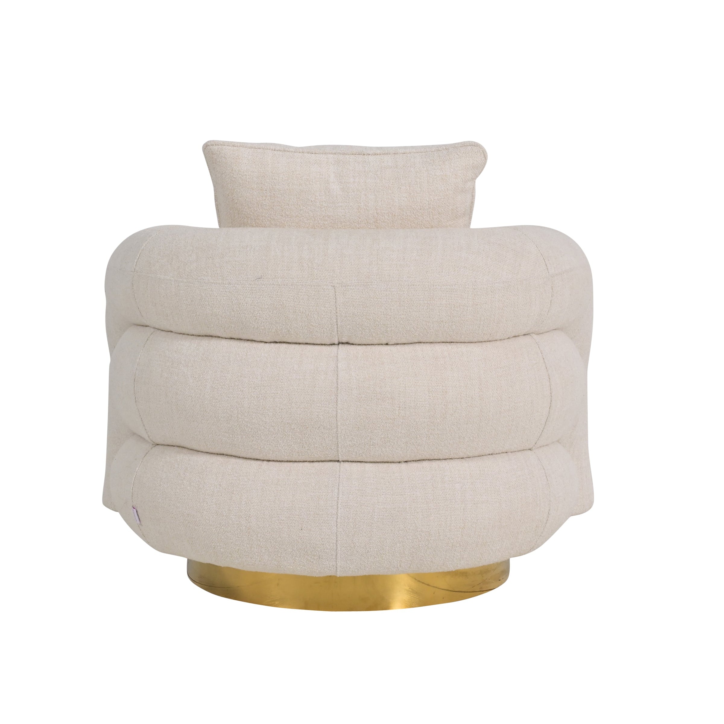 Barrel Chair, White Velvet Swivel With Gold Accent Base