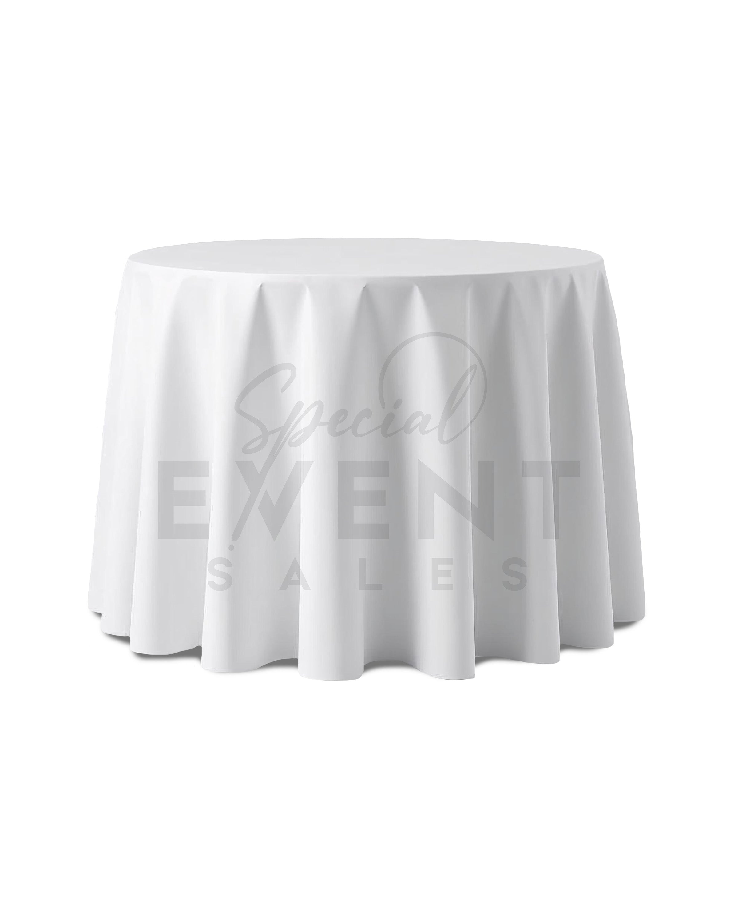 Special event table linen in the colour white. For round tables.