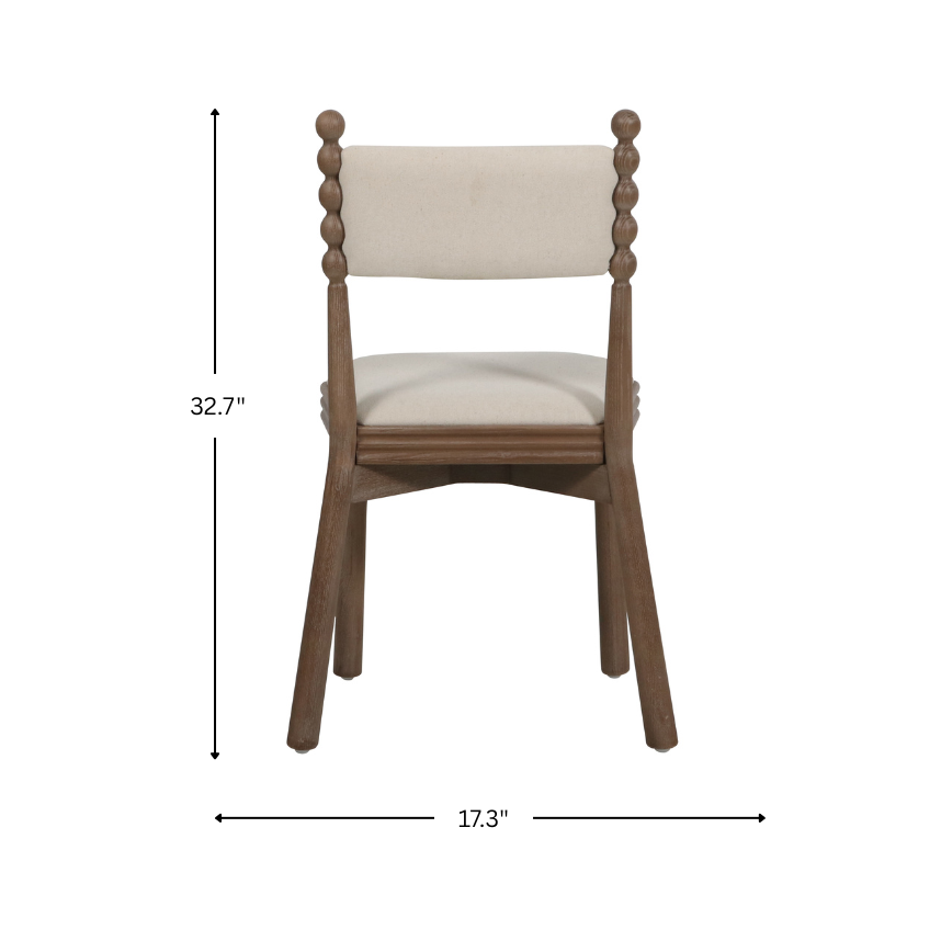 Bobbin Dining Chair With White Linen Seat