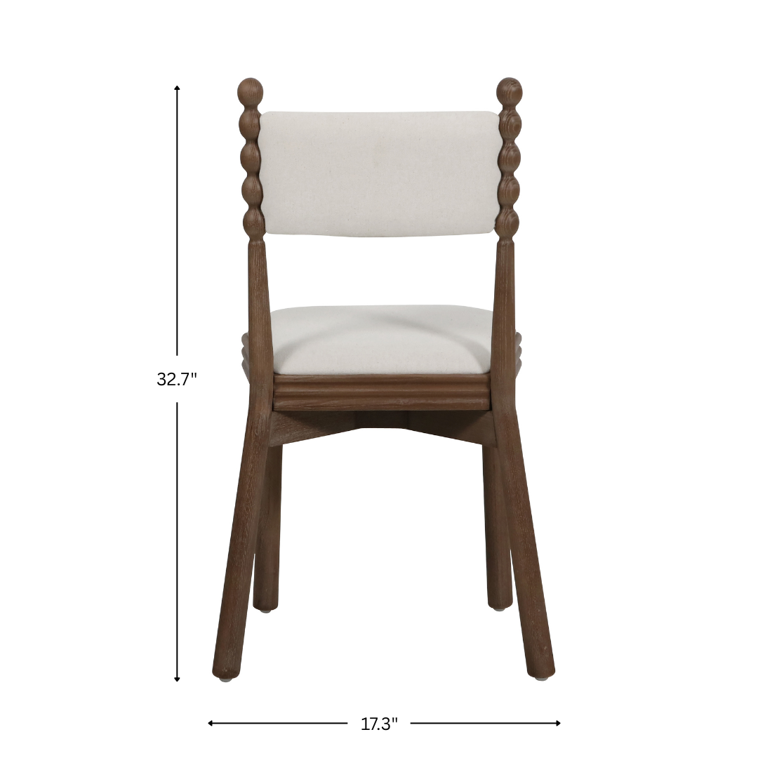 Bobbin Dining Chair With White Linen Seat