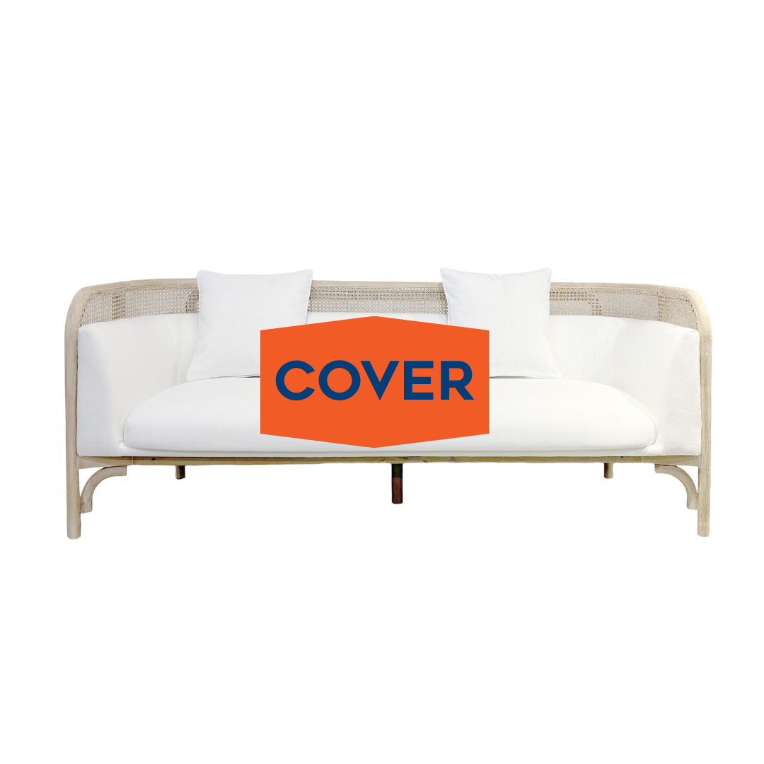 BLACK COVER- RATTAN WOOD ACCENT SOFA