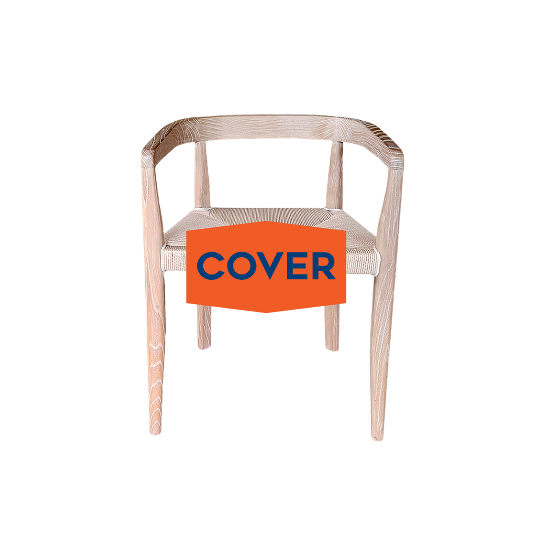 BLACK COVER- WOOD RATTAN DINING CHAIR