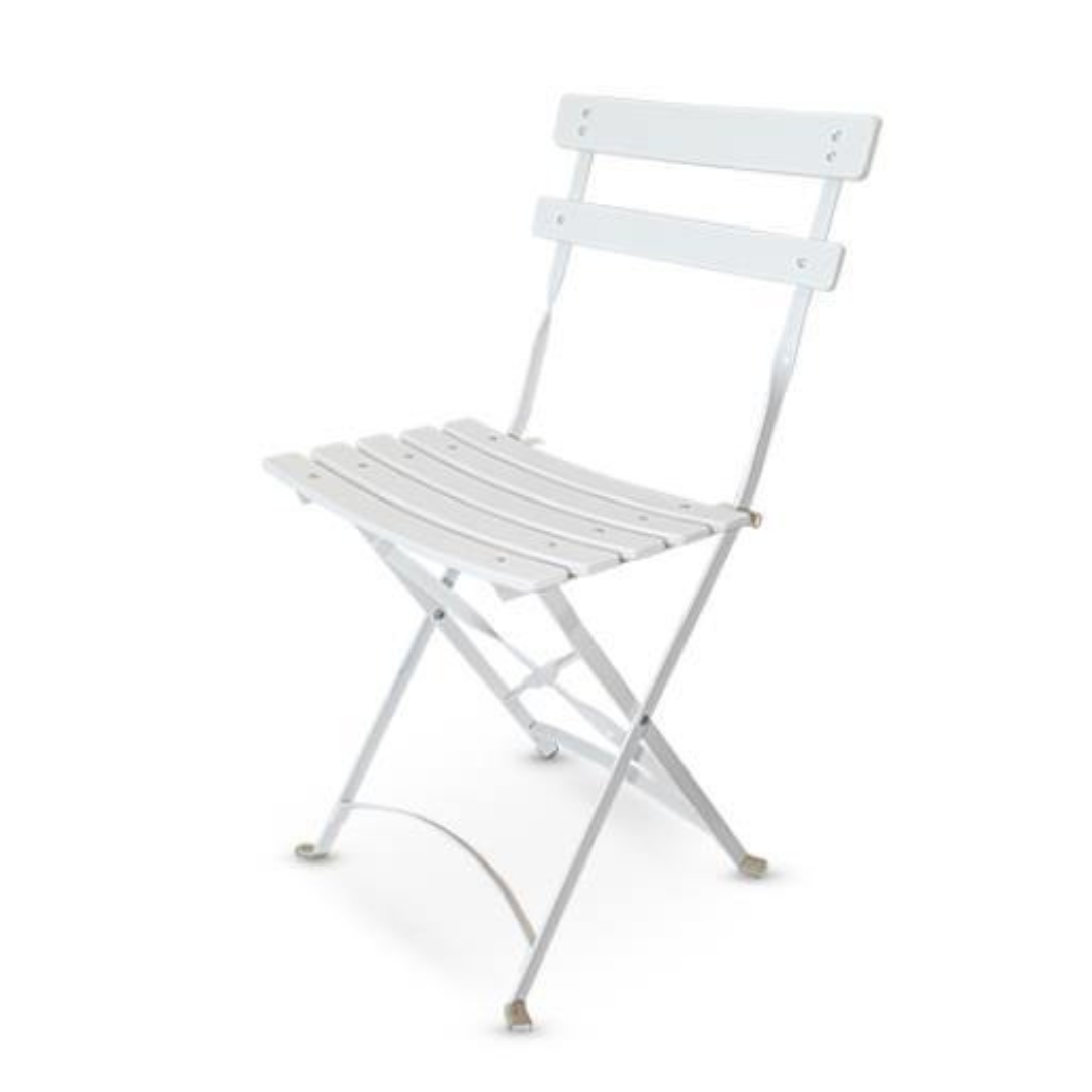 Chair, White Garden Slatted Folding