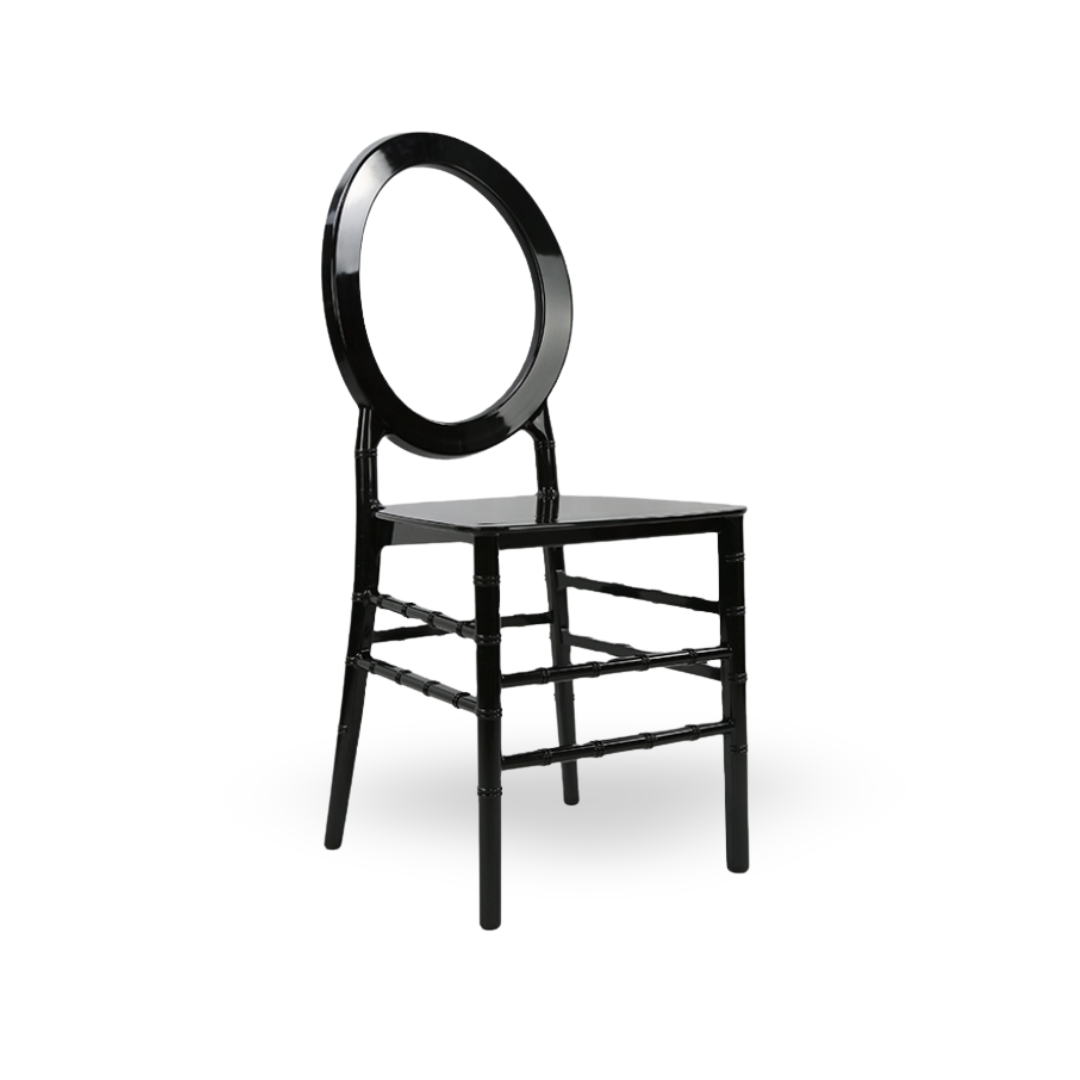 Chair, Hollow O Back Black Resin