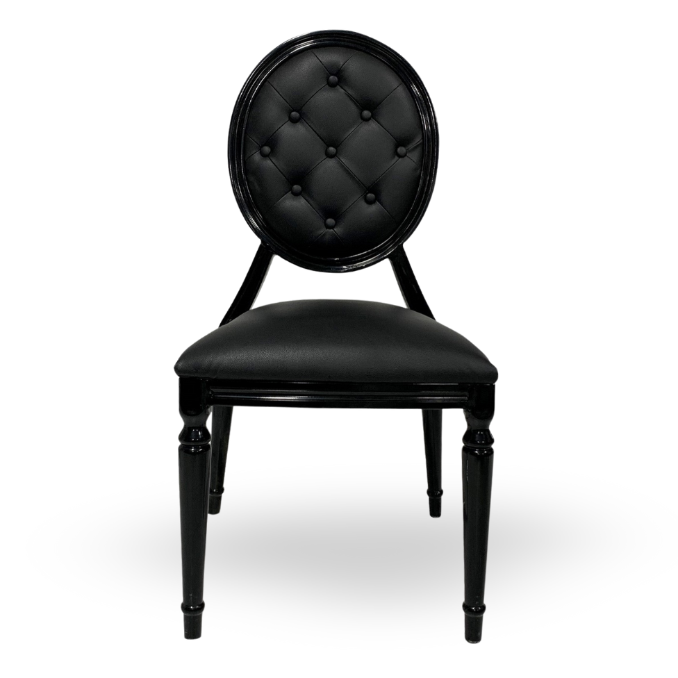 Chair, Louis XVI Black With Black Pad