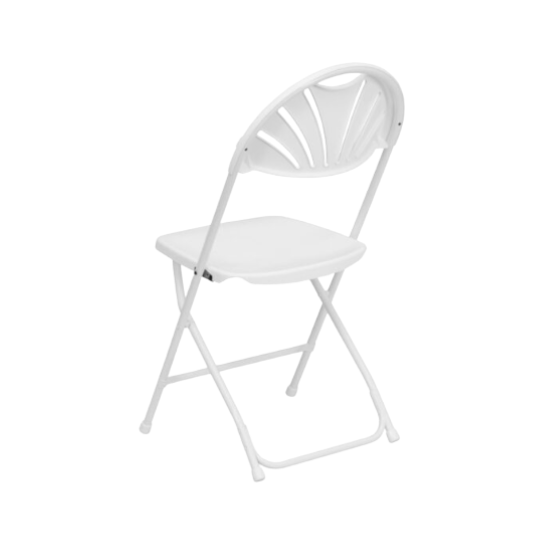 Chair, Folding Snow White Seat & White Frame Fan Back Pro Series
