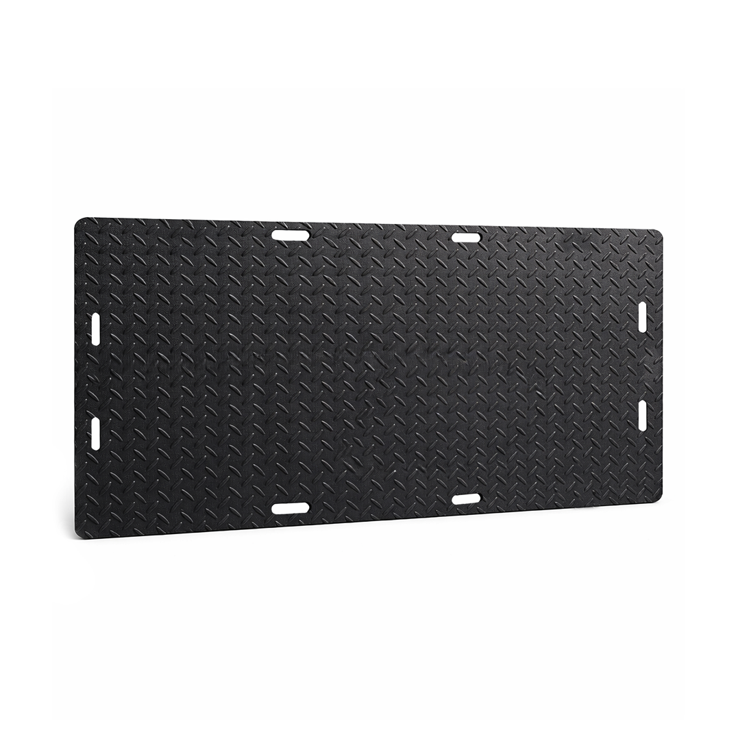 Ground Protection Mat, Black 4' X 8' Checkerplate