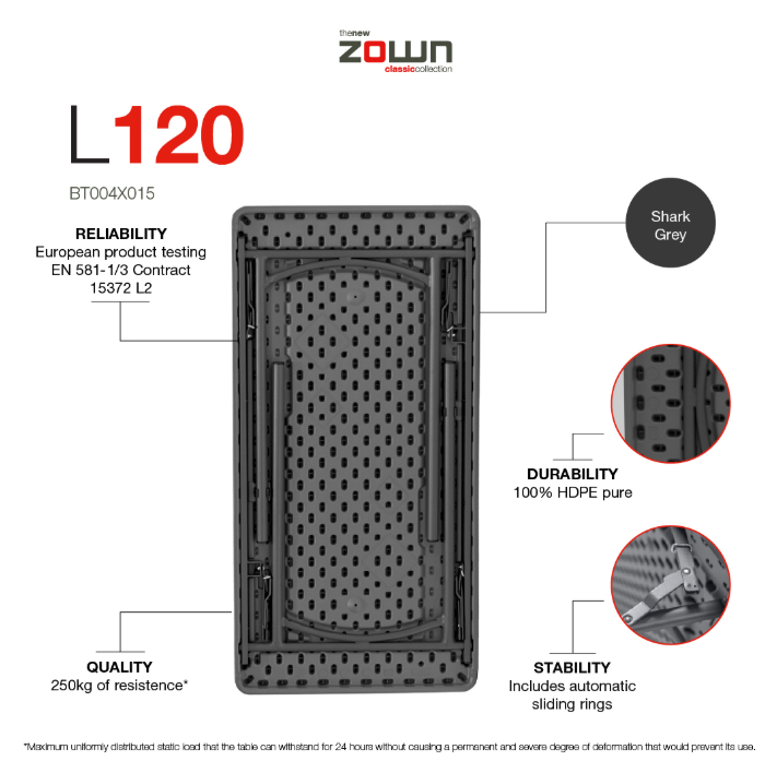 Zown Folding Table, L120 (24" x 48")