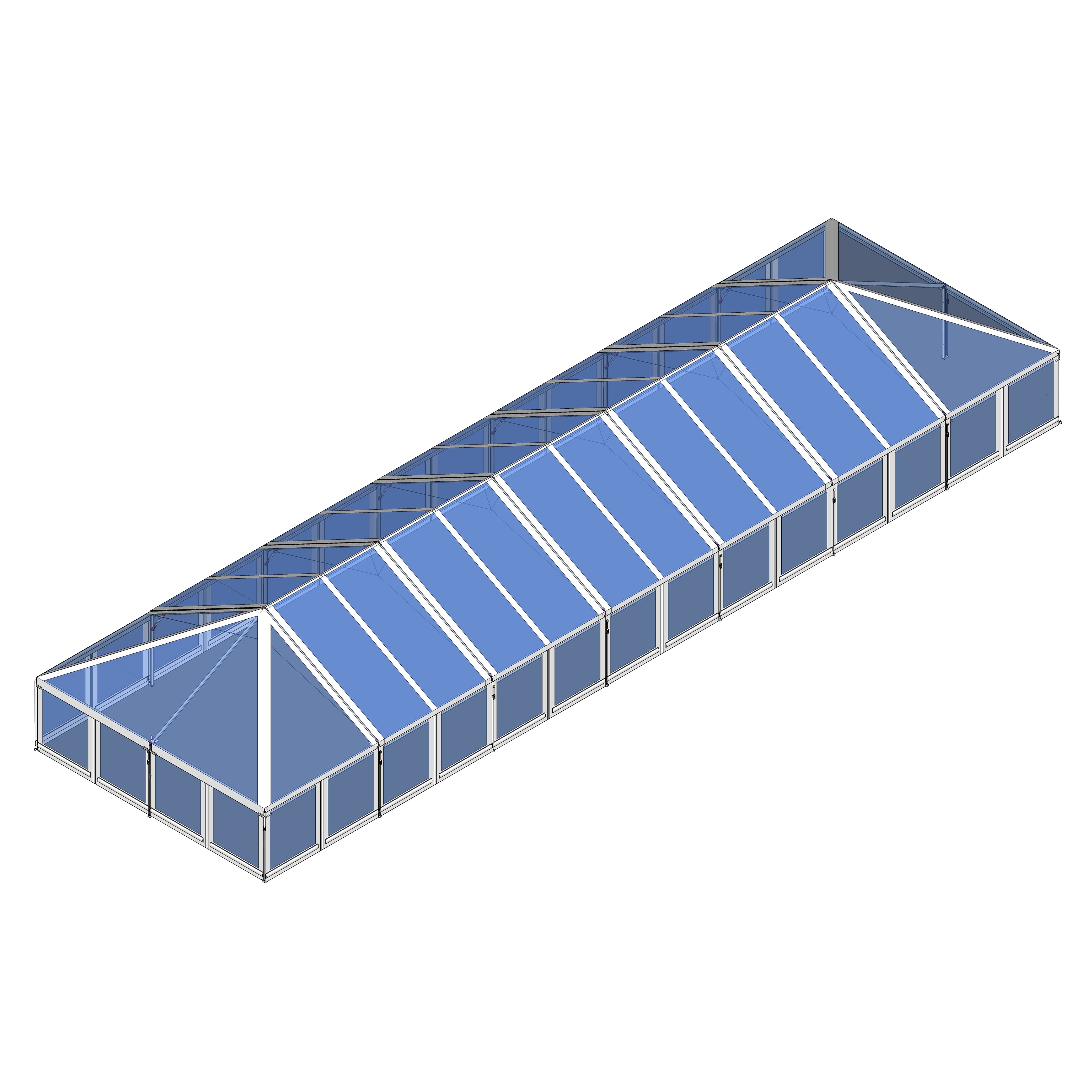 Turbotrack Tent, 30' x 105' Clear Top & Walls