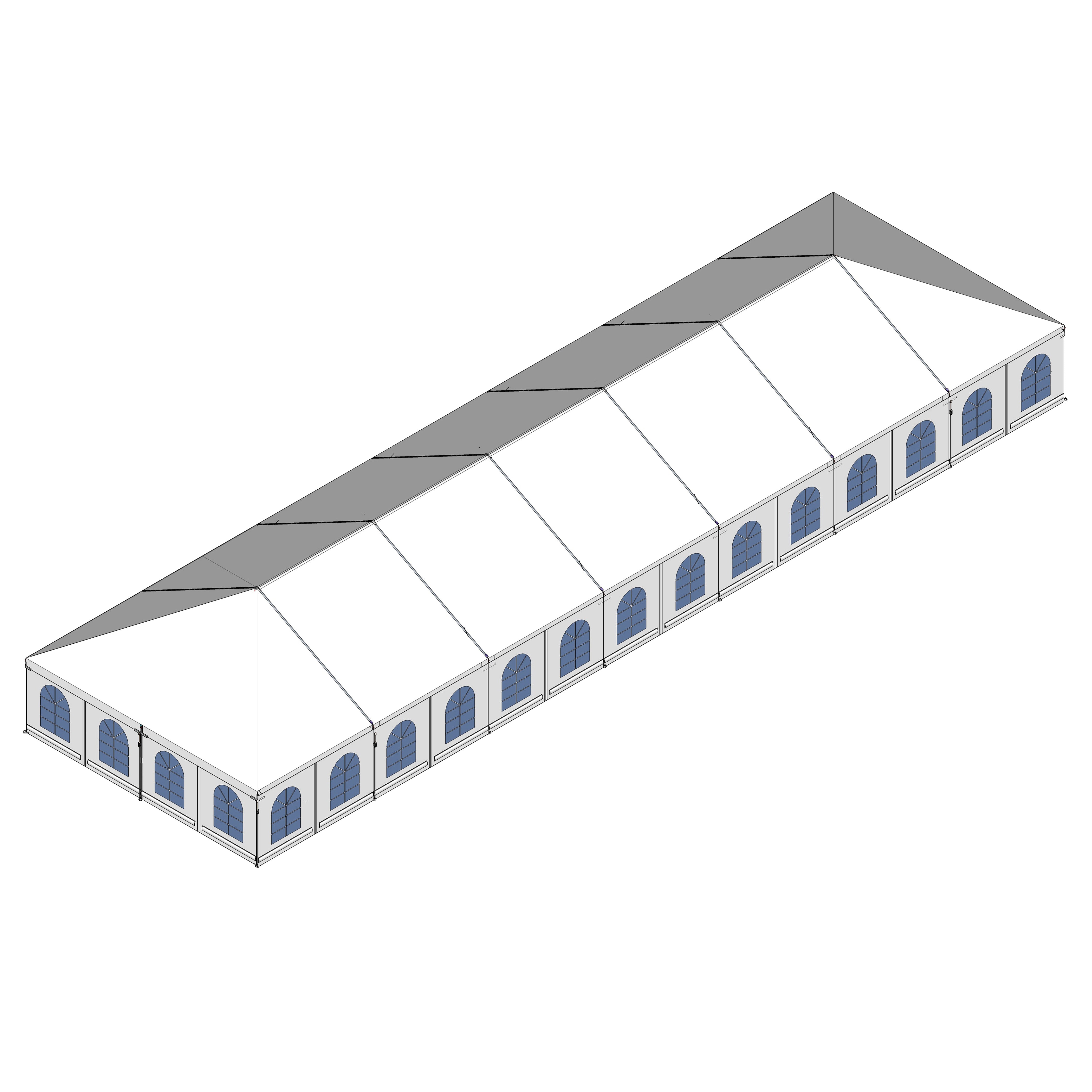 Turbotrack Tent, 30' x 105' French Window Walls