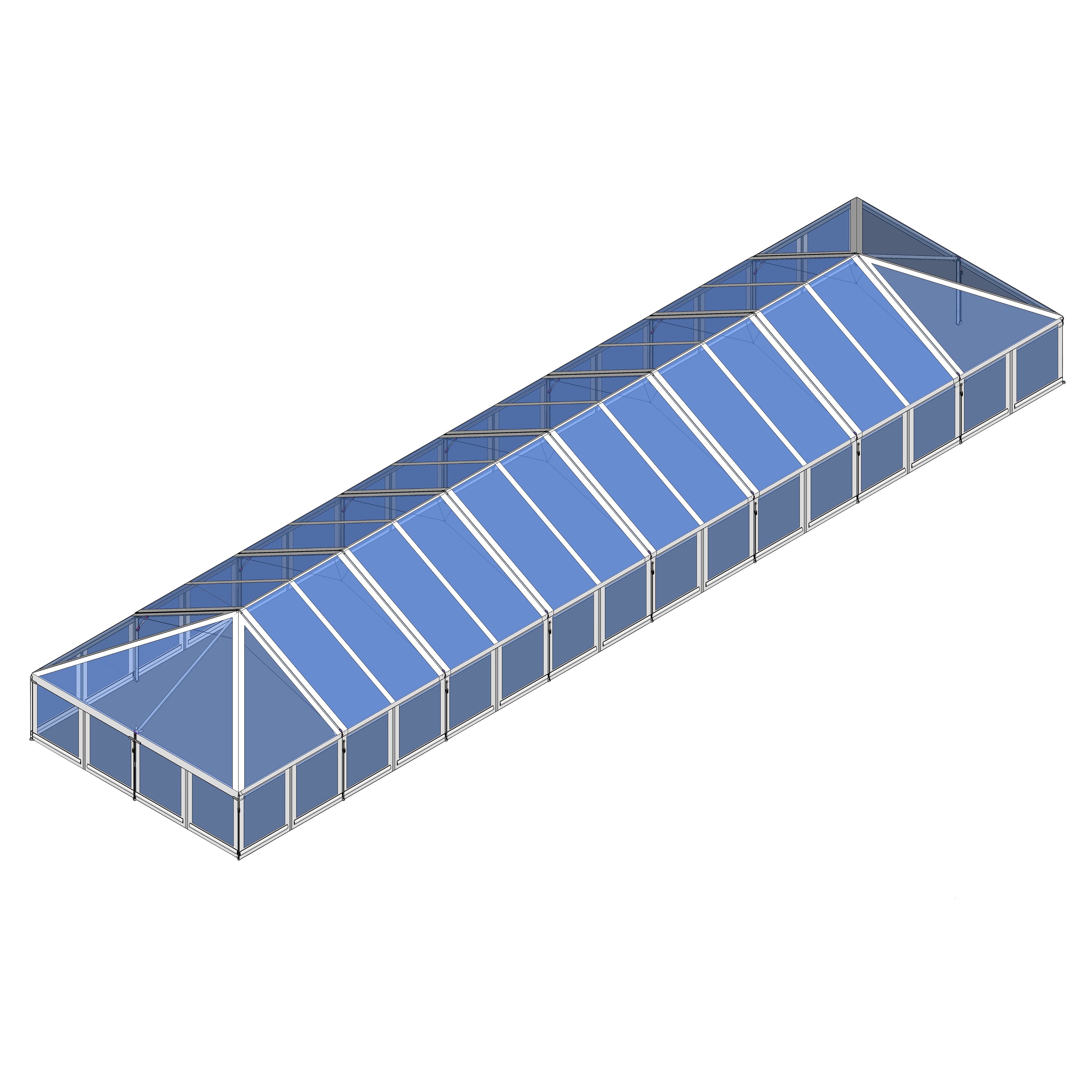 Turbotrack Tent, 30' x 120' Clear Top & Walls