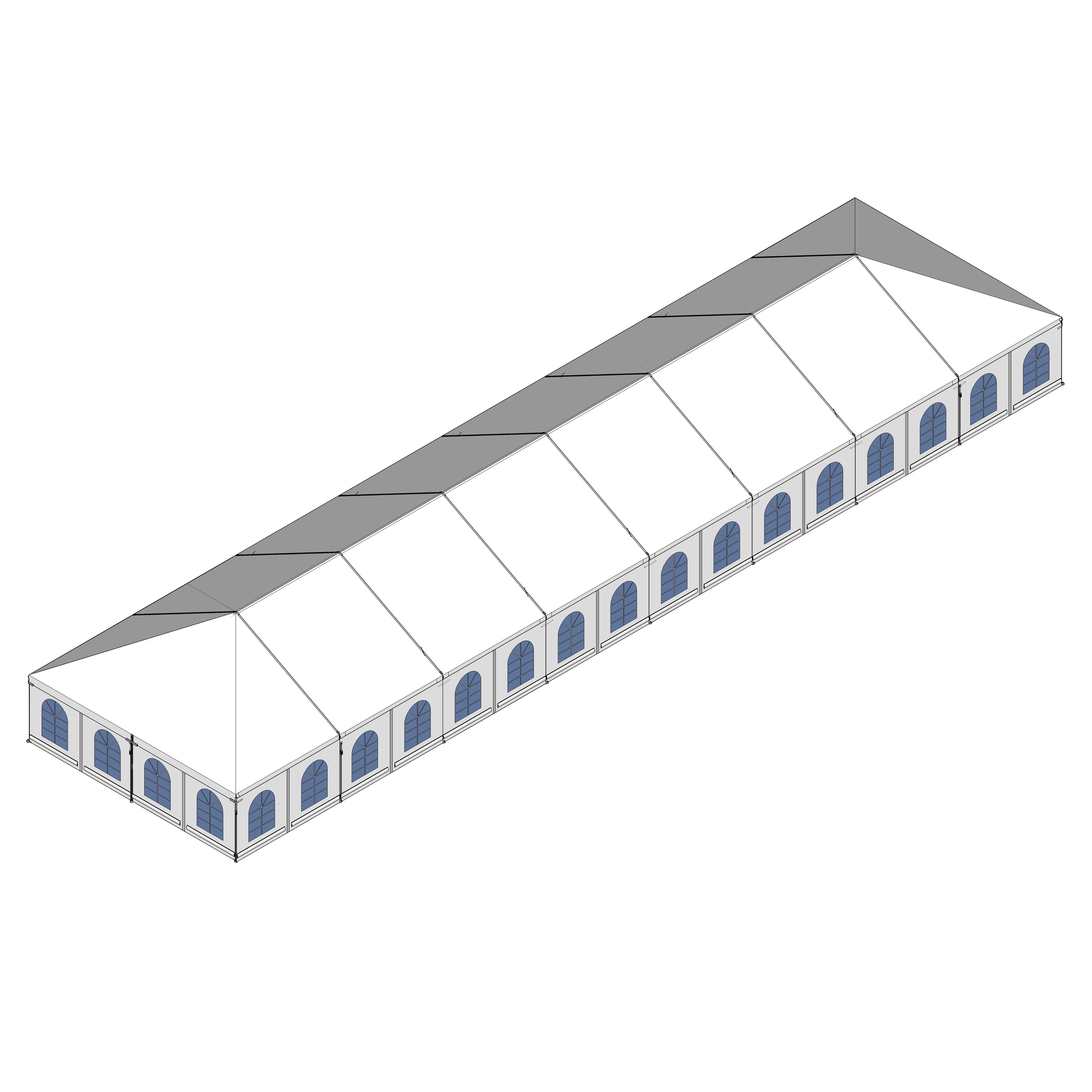 Turbotrack Tent, 30' x 120' French Window Walls