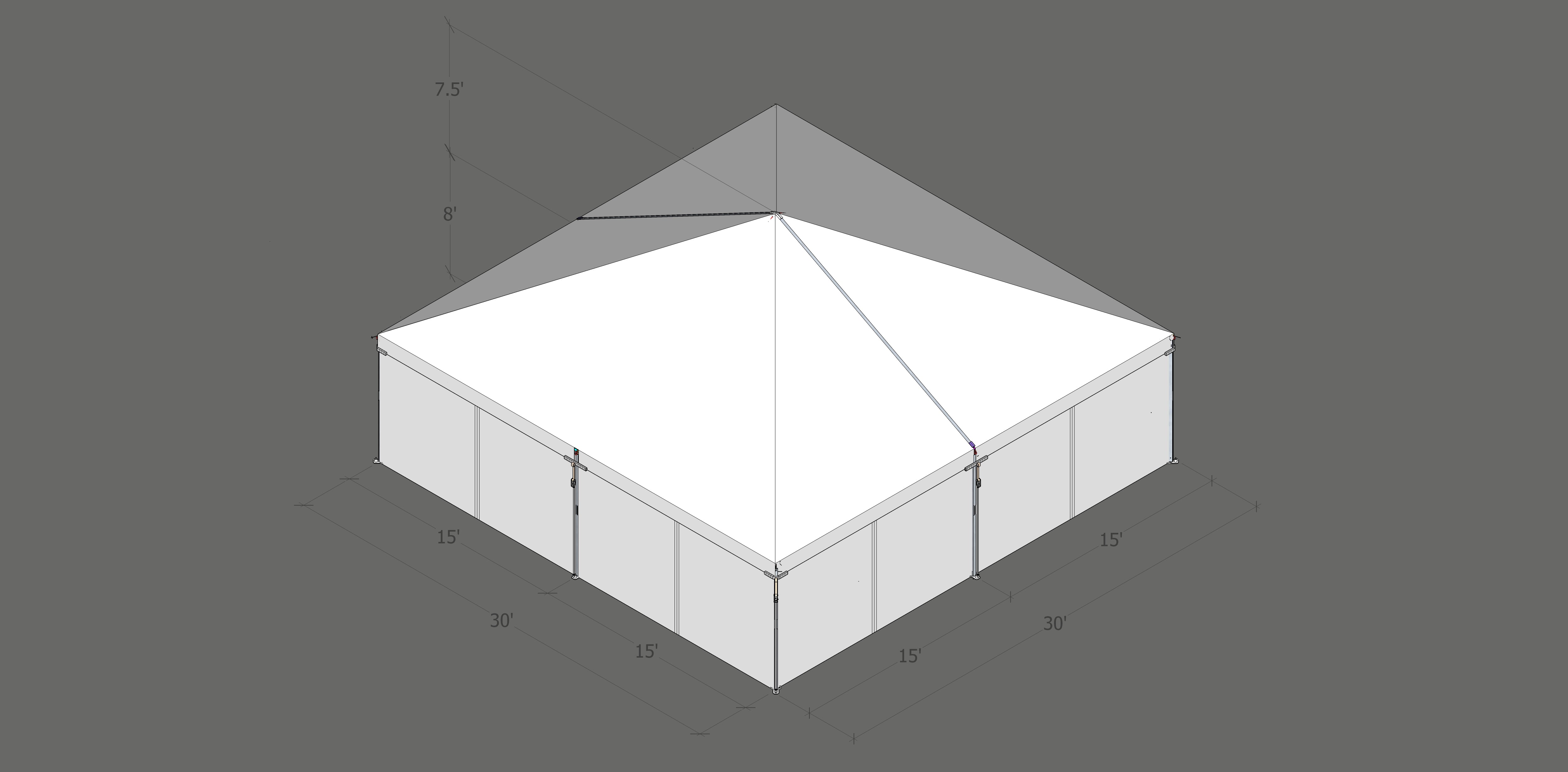 Turbotrack Tent 30’ x 30’ Plain Walls Tents - Turbotrack Frame