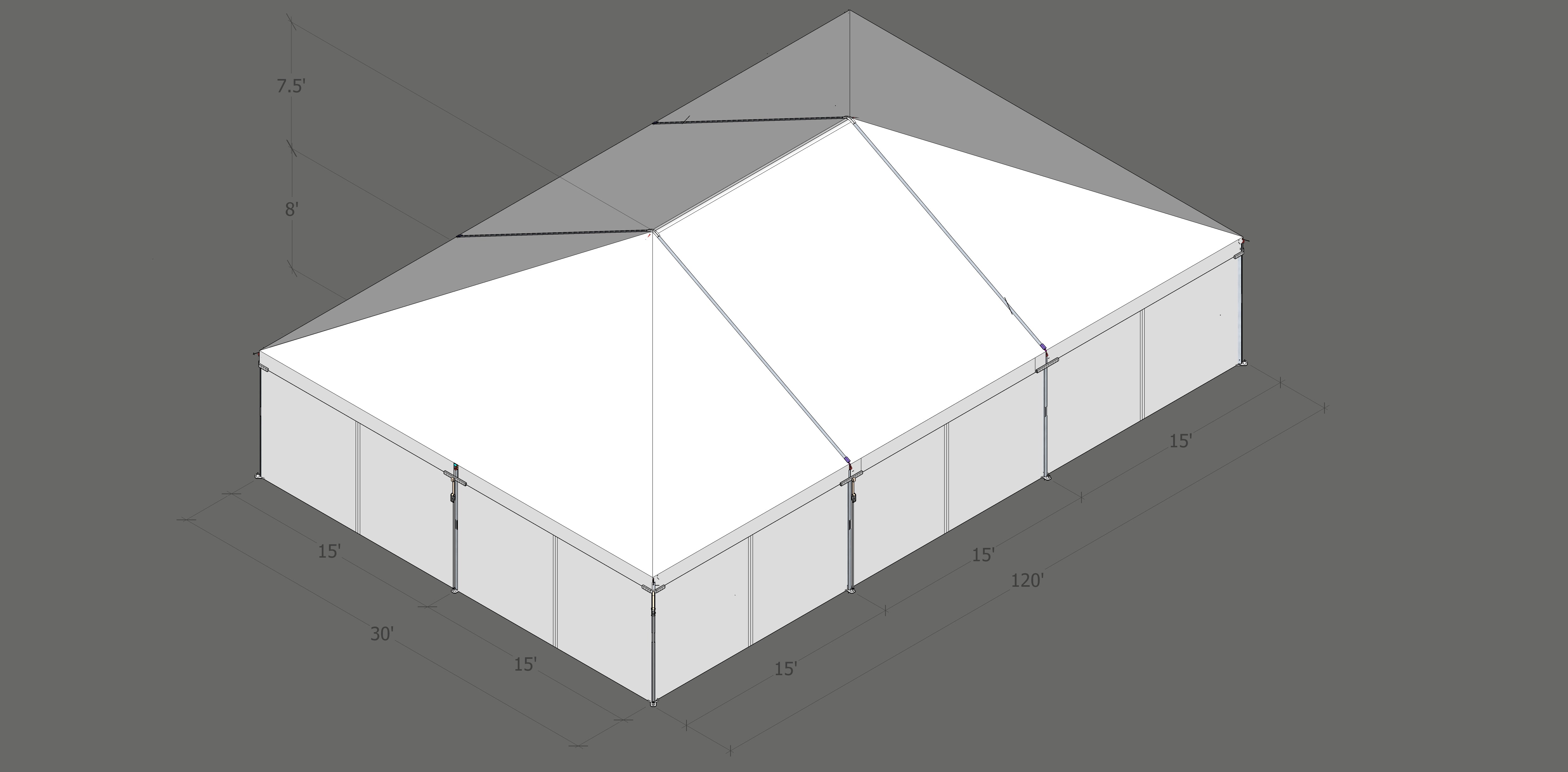 Turbotrack Tent 30’ x 45’ Plain Walls Tents - Turbotrack Frame