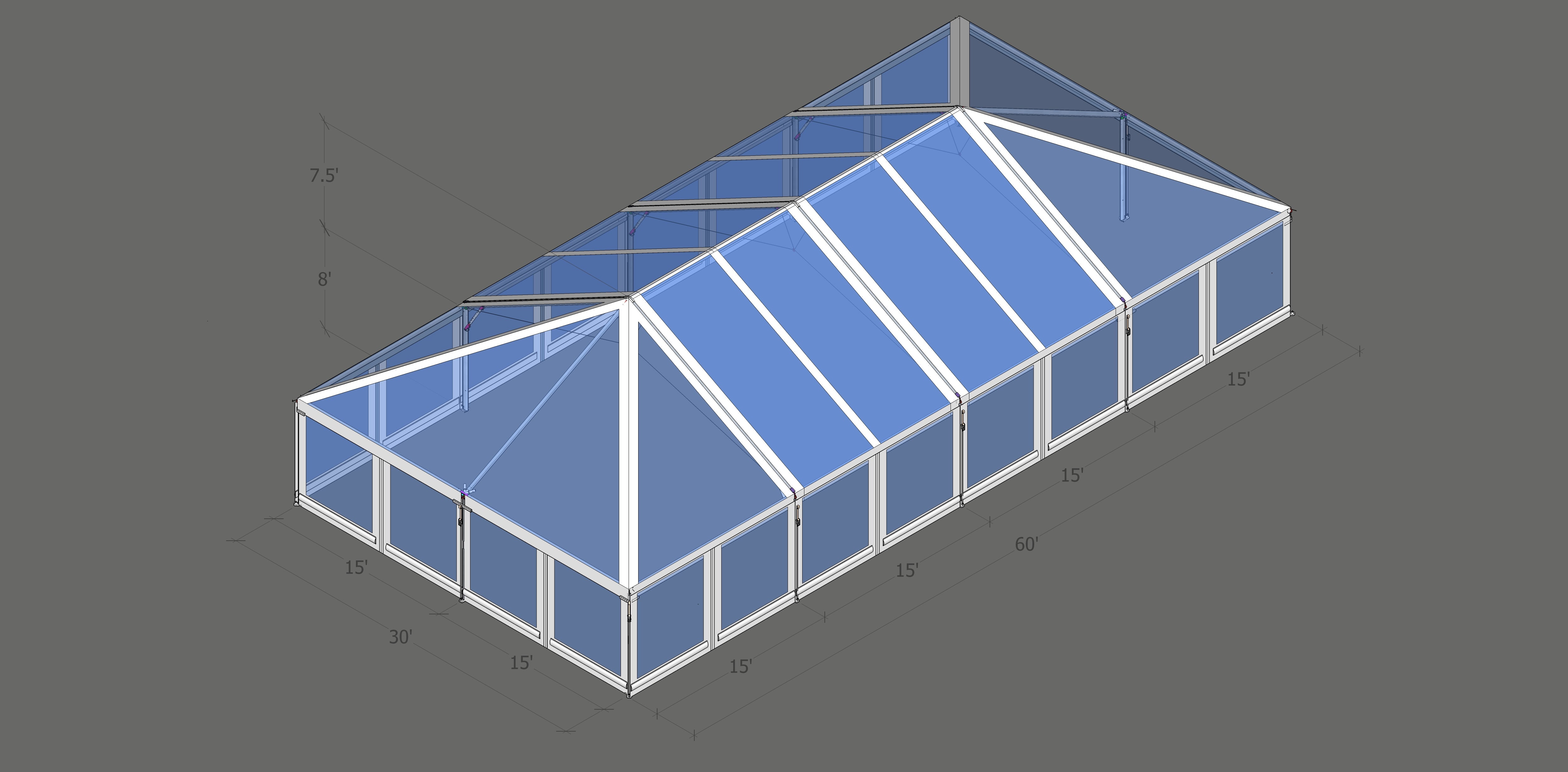 Turbotrack Tent 30’ x 60’ Clear Top & Walls Tents - Turbotrack Frame
