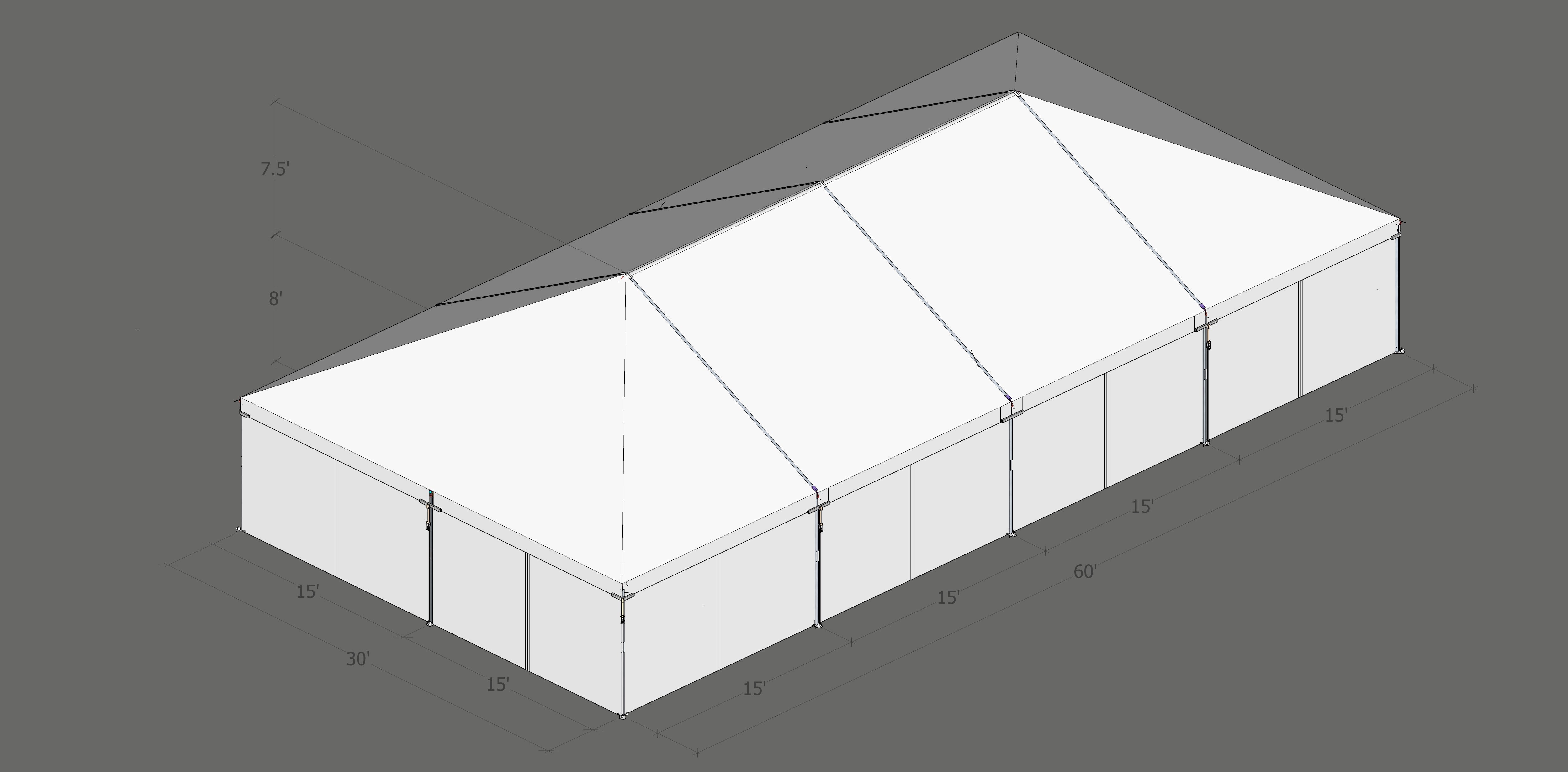 Turbotrack Tent 30’ x 60’ Plain Walls Tents - Turbotrack Frame