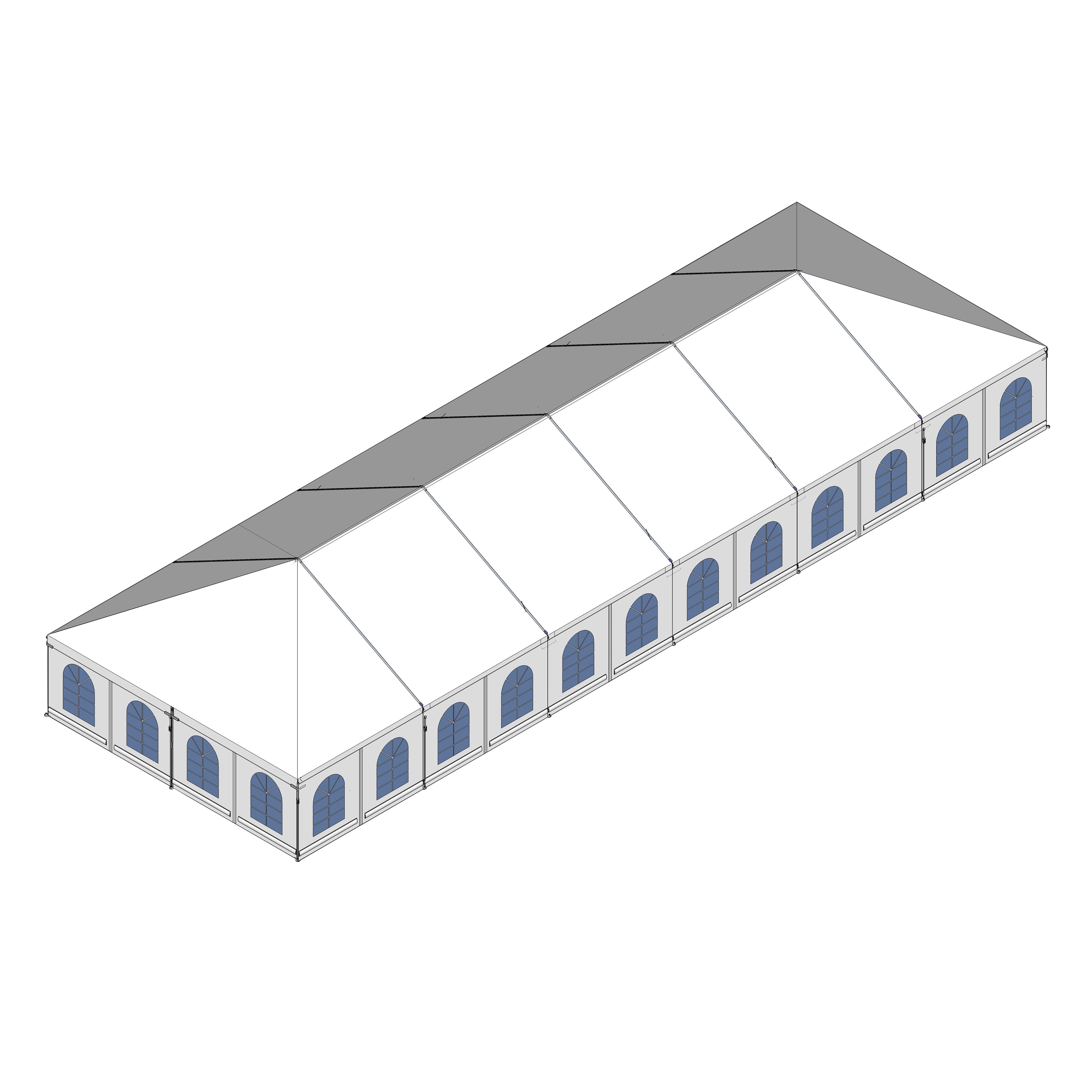Turbotrack Tent, 30' x 90' French Window Walls