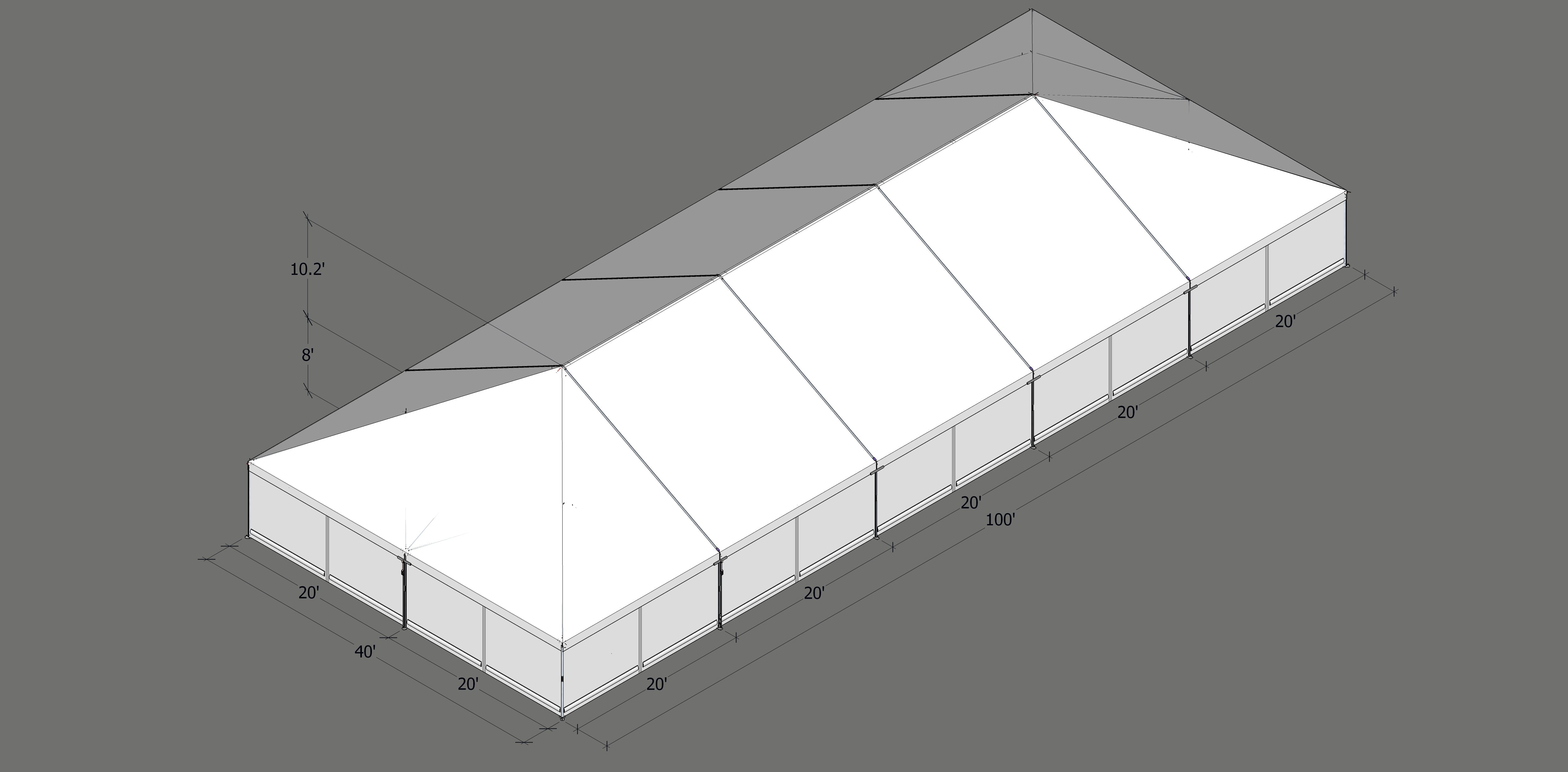 Turbotrack Tent 40’ x 100’ Plain Walls Tents - Turbotrack Frame