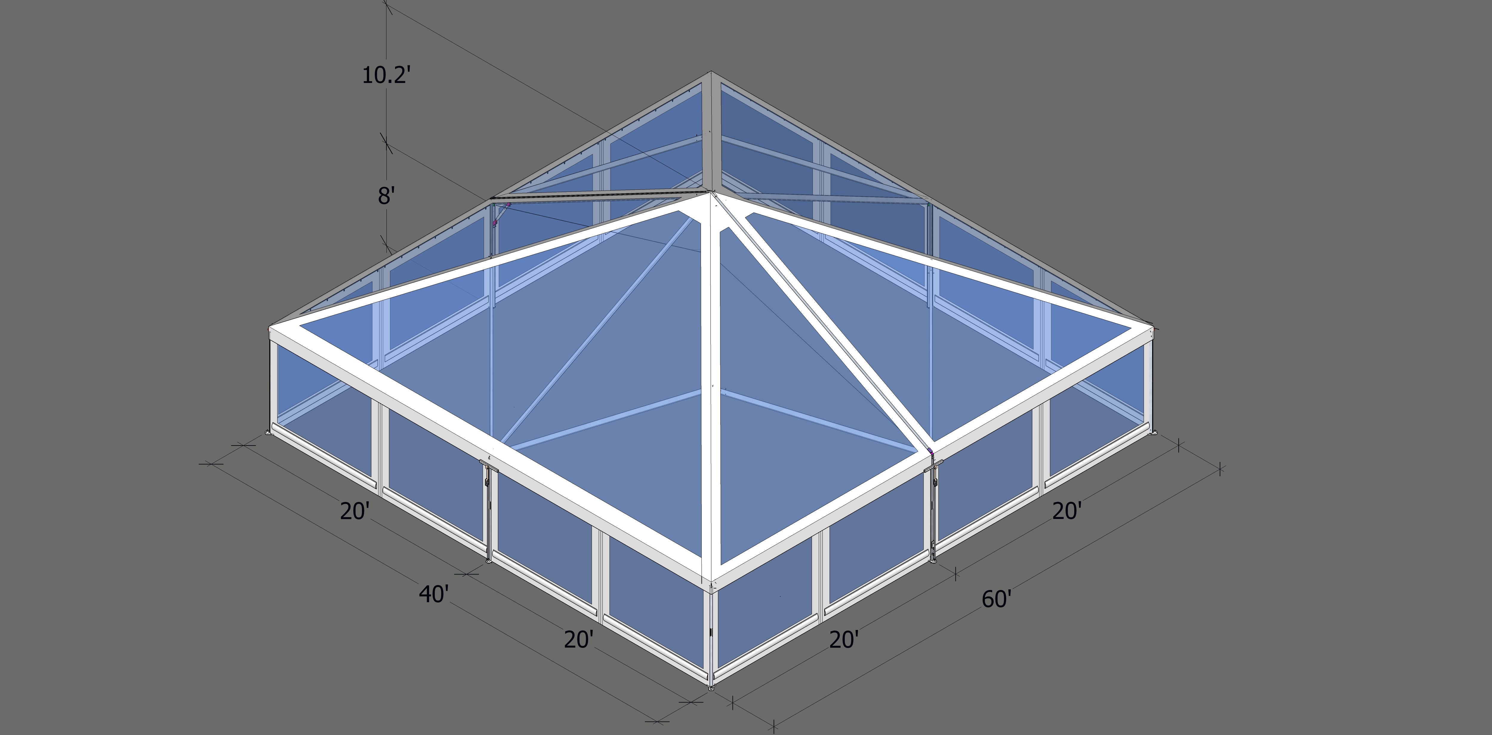 Turbotrack Tent 40’ x 40’ Clear Top & Walls Tents - Turbotrack Frame