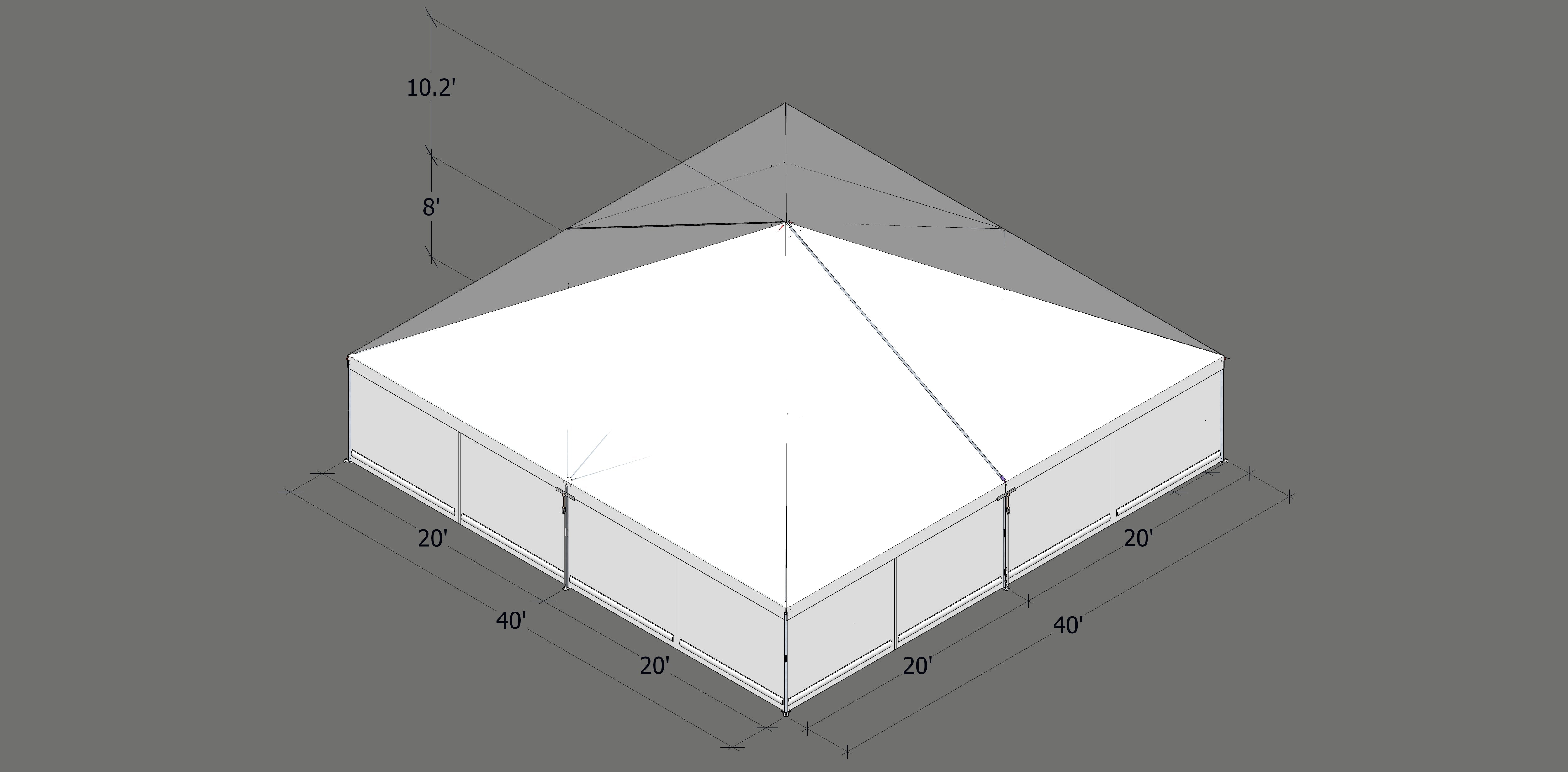 Turbotrack Tent 40’ x 40’ Plain Walls Tents - Turbotrack Frame