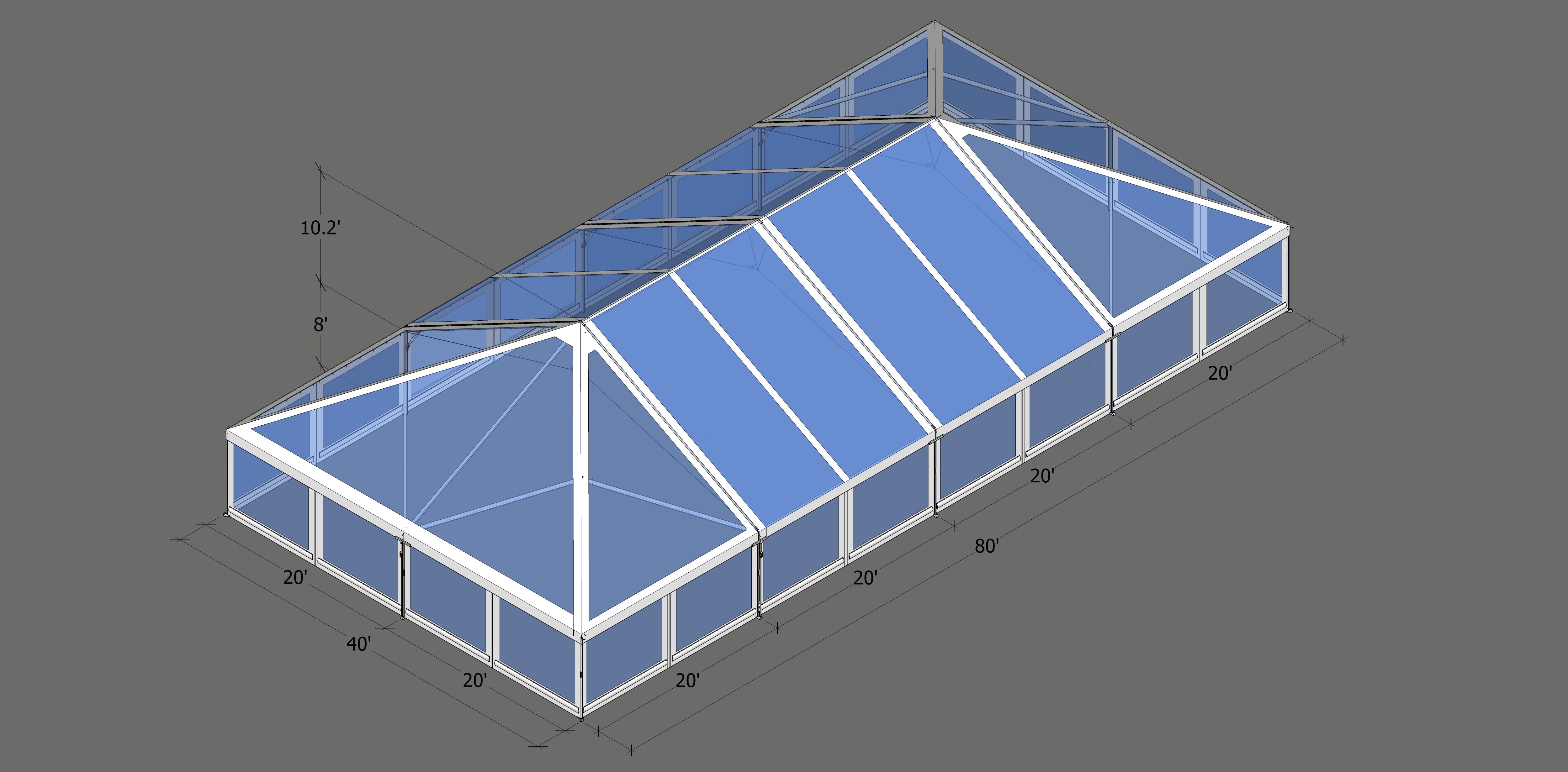 Turbotrack Tent 40’ x 80’ Clear Top & Walls Tents - Turbotrack Frame